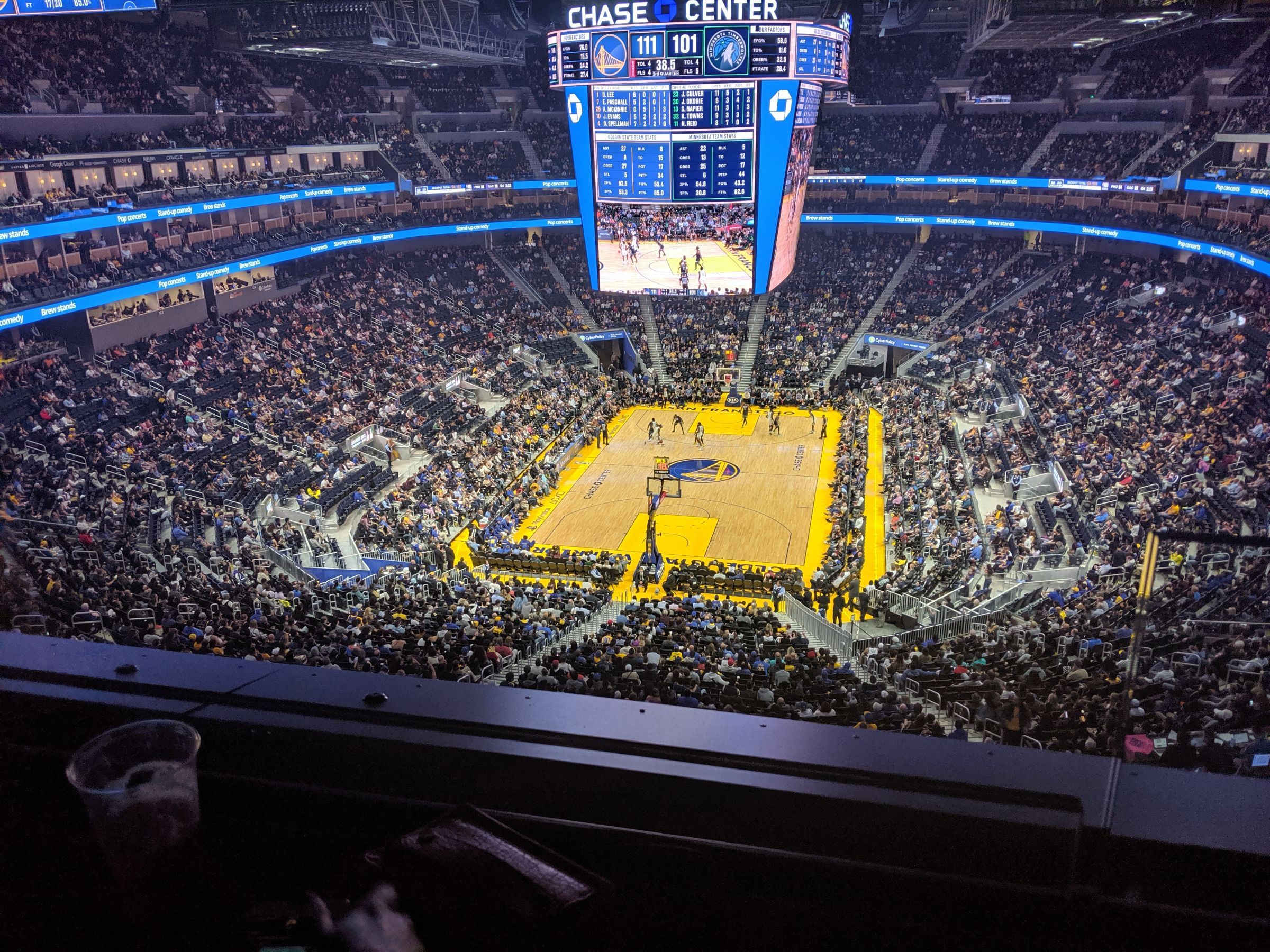 bridge 2, row 1 seat view  for basketball - chase center