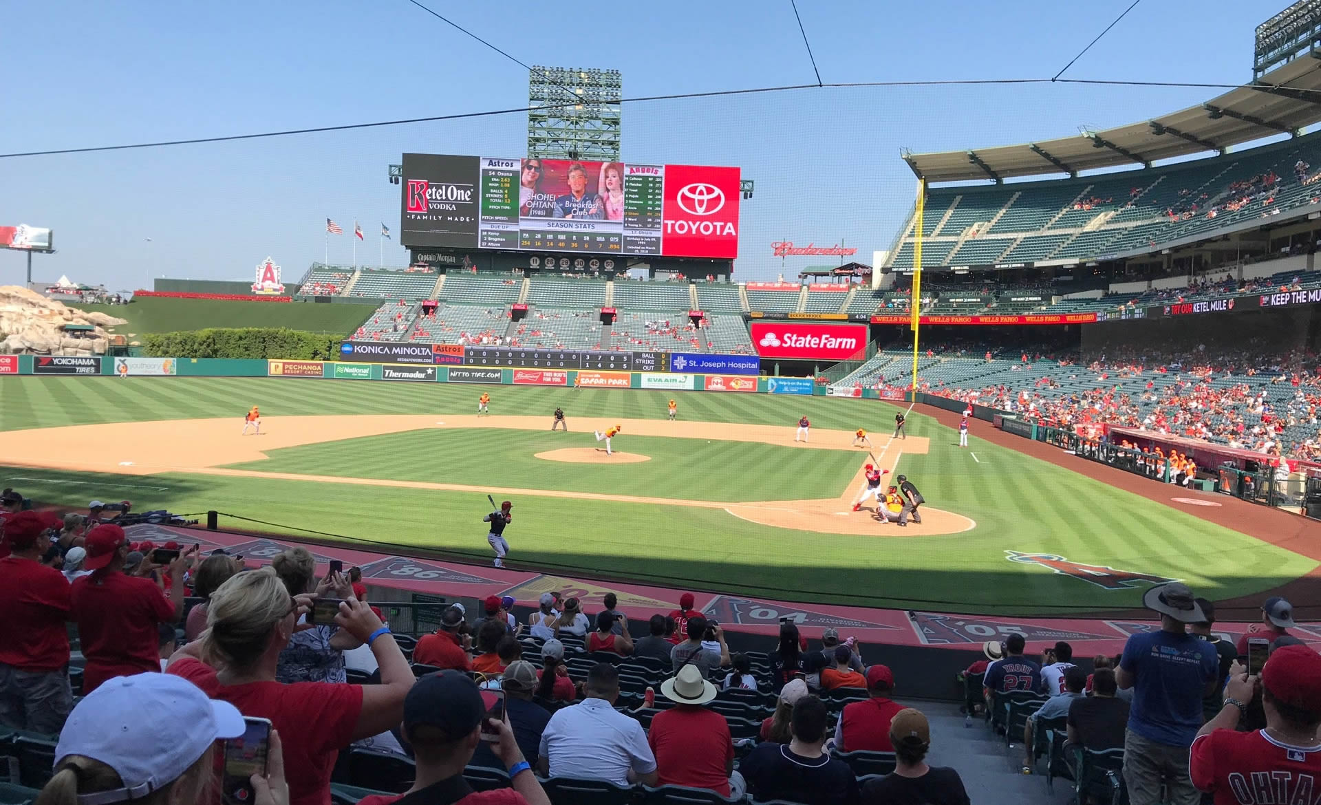 section 114, row s seat view  - angel stadium