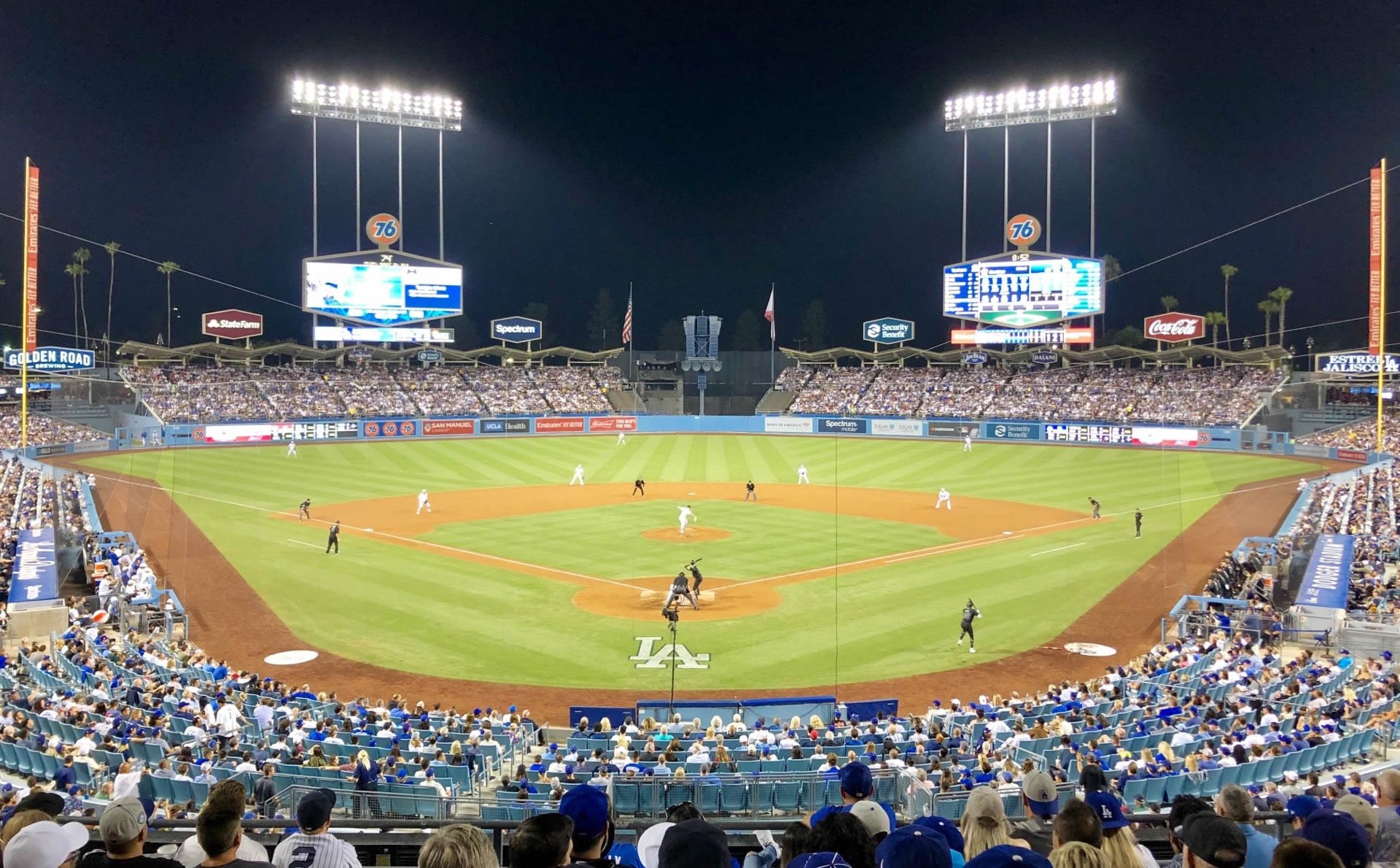 section 102, row j seat view  - dodger stadium