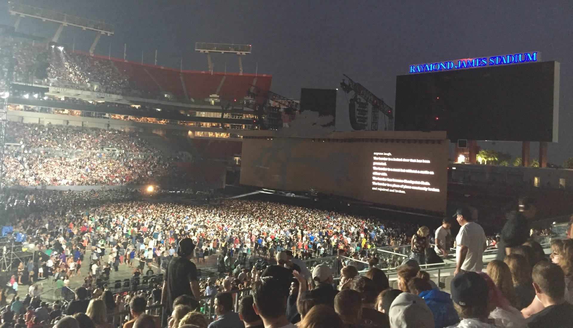 section 210 seat view  for concert - raymond james stadium