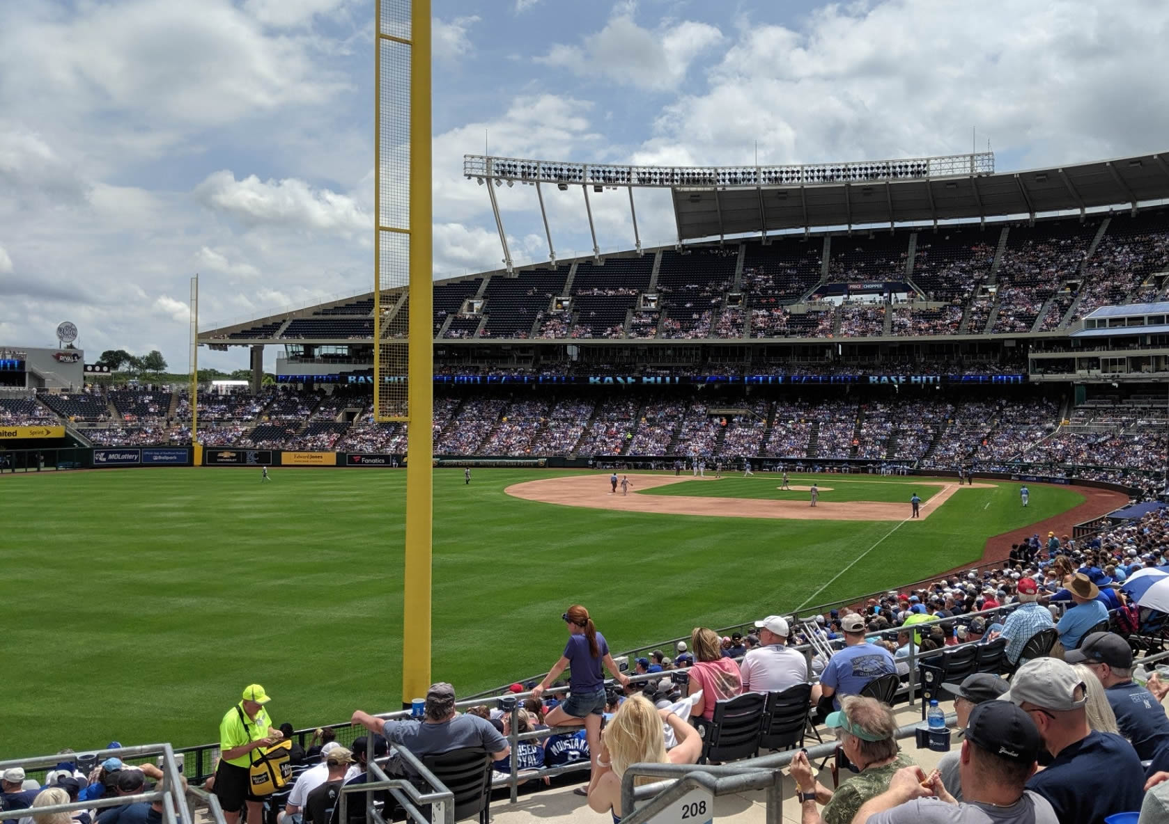 section 208, row ee seat view  - kauffman stadium