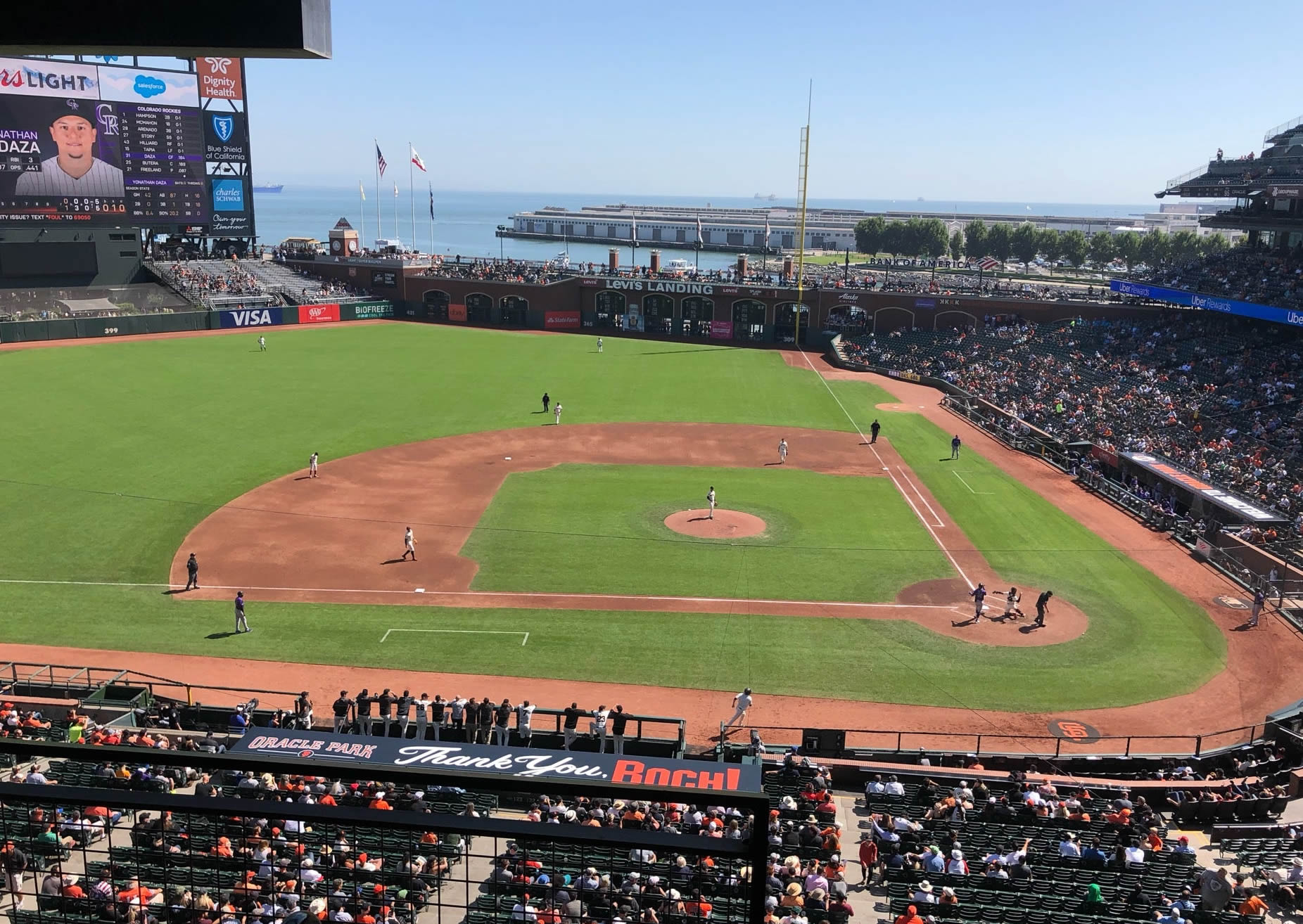 section 221, row b seat view  for baseball - oracle park