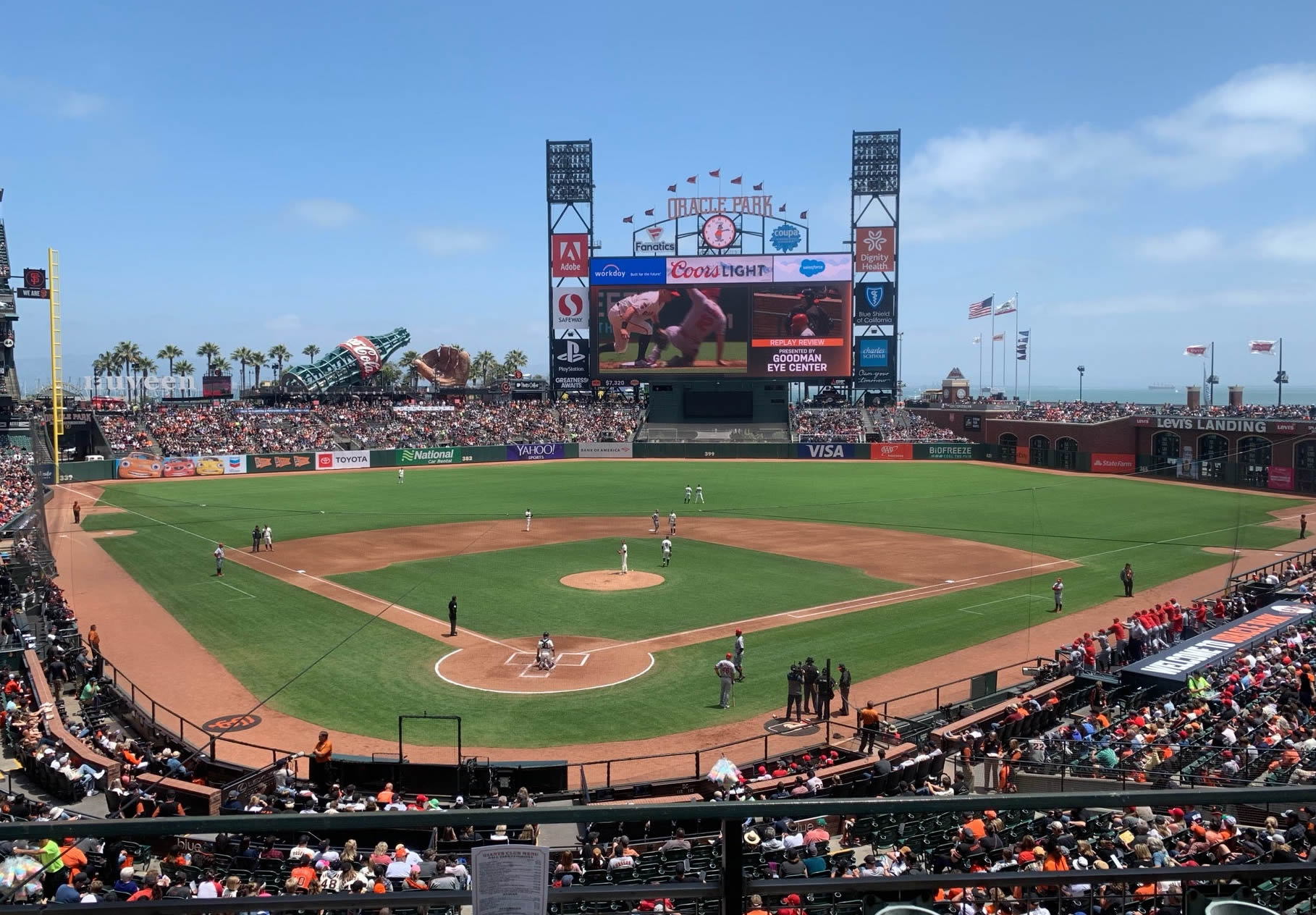 section 214, row b seat view  for baseball - oracle park