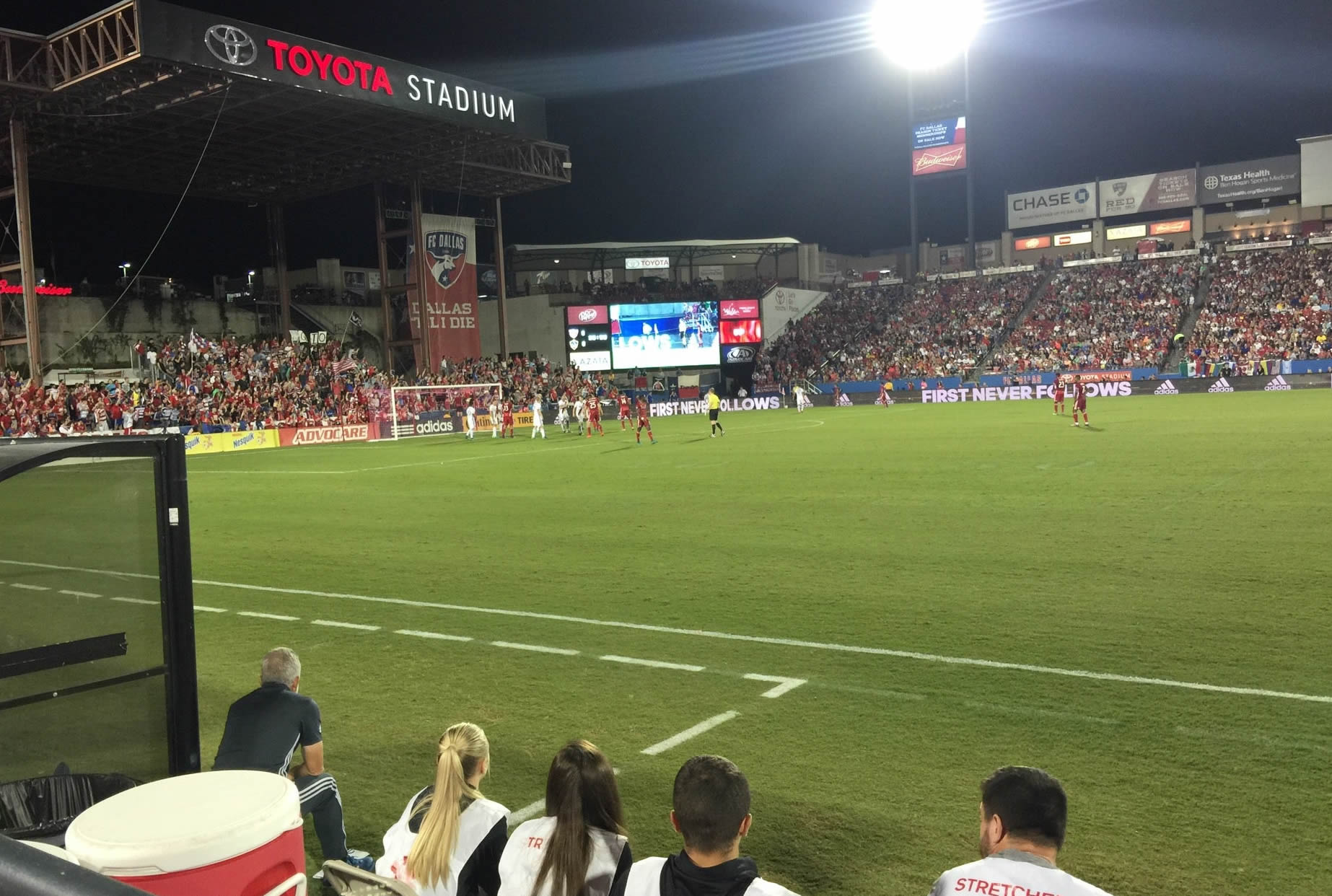 section 104, row 1 seat view  for soccer - toyota stadium