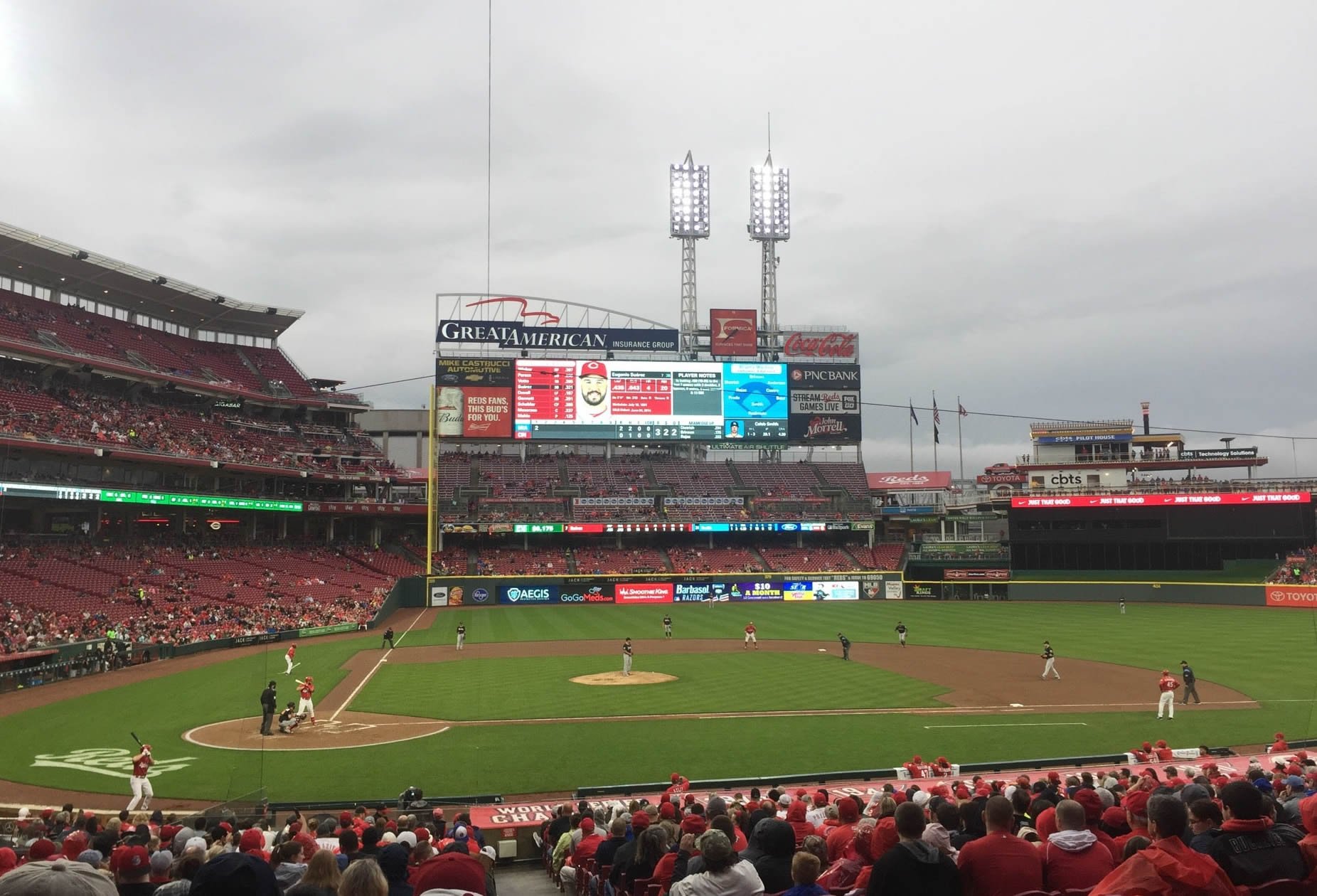 section 127, row z seat view  for baseball - great american ball park
