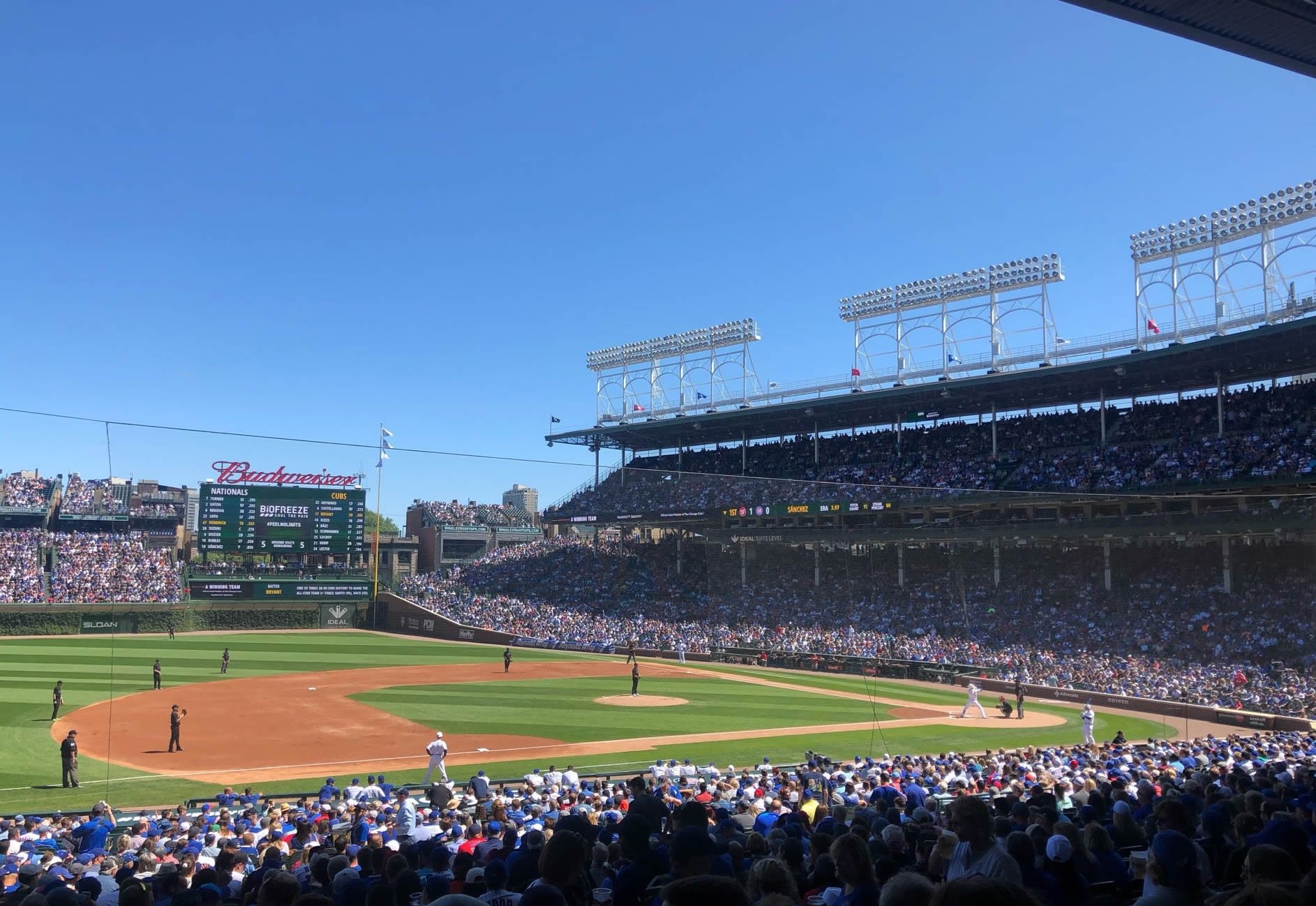 section 208, row 4 seat view  for baseball - wrigley field