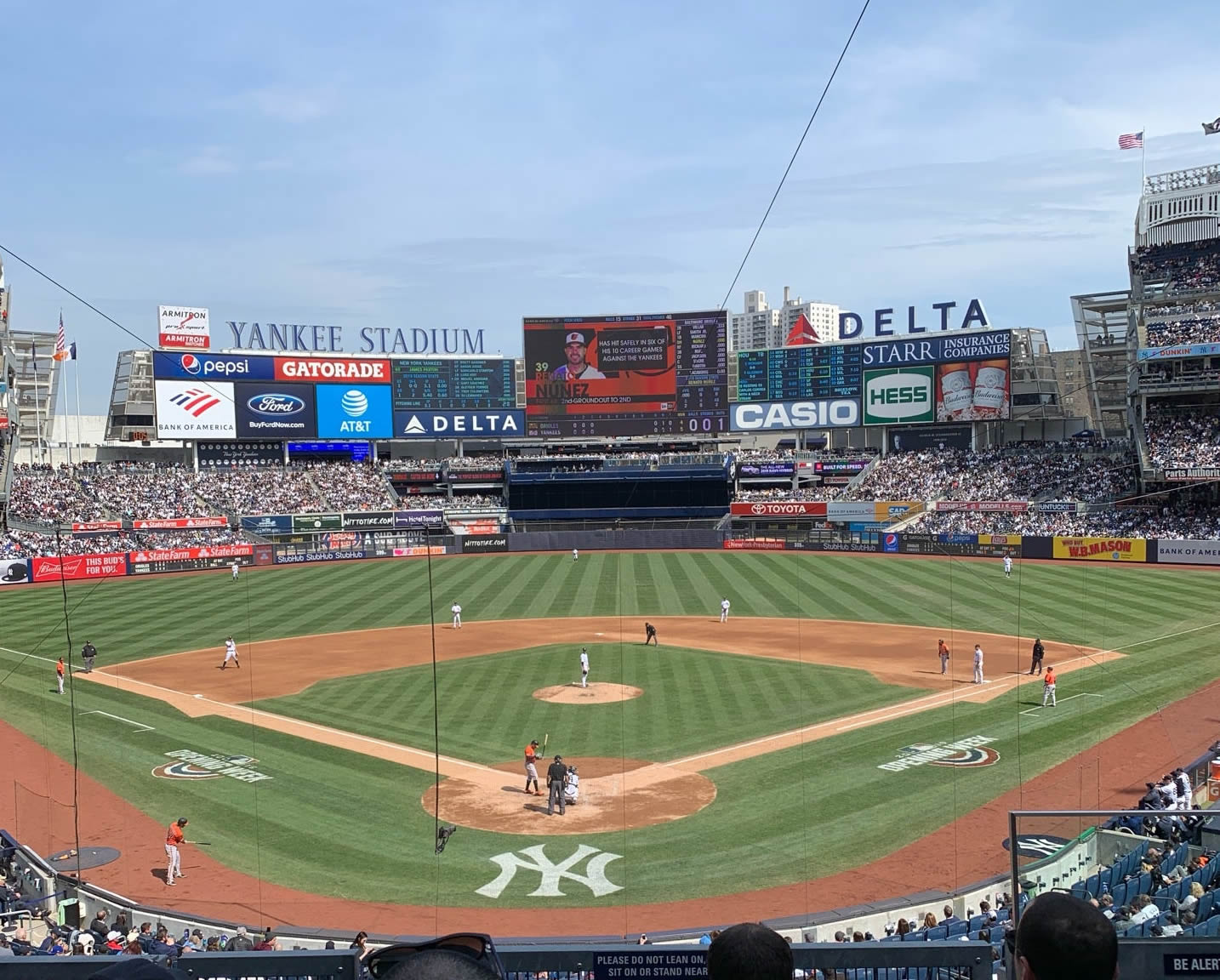 section 220b, row 3 seat view  for baseball - yankee stadium