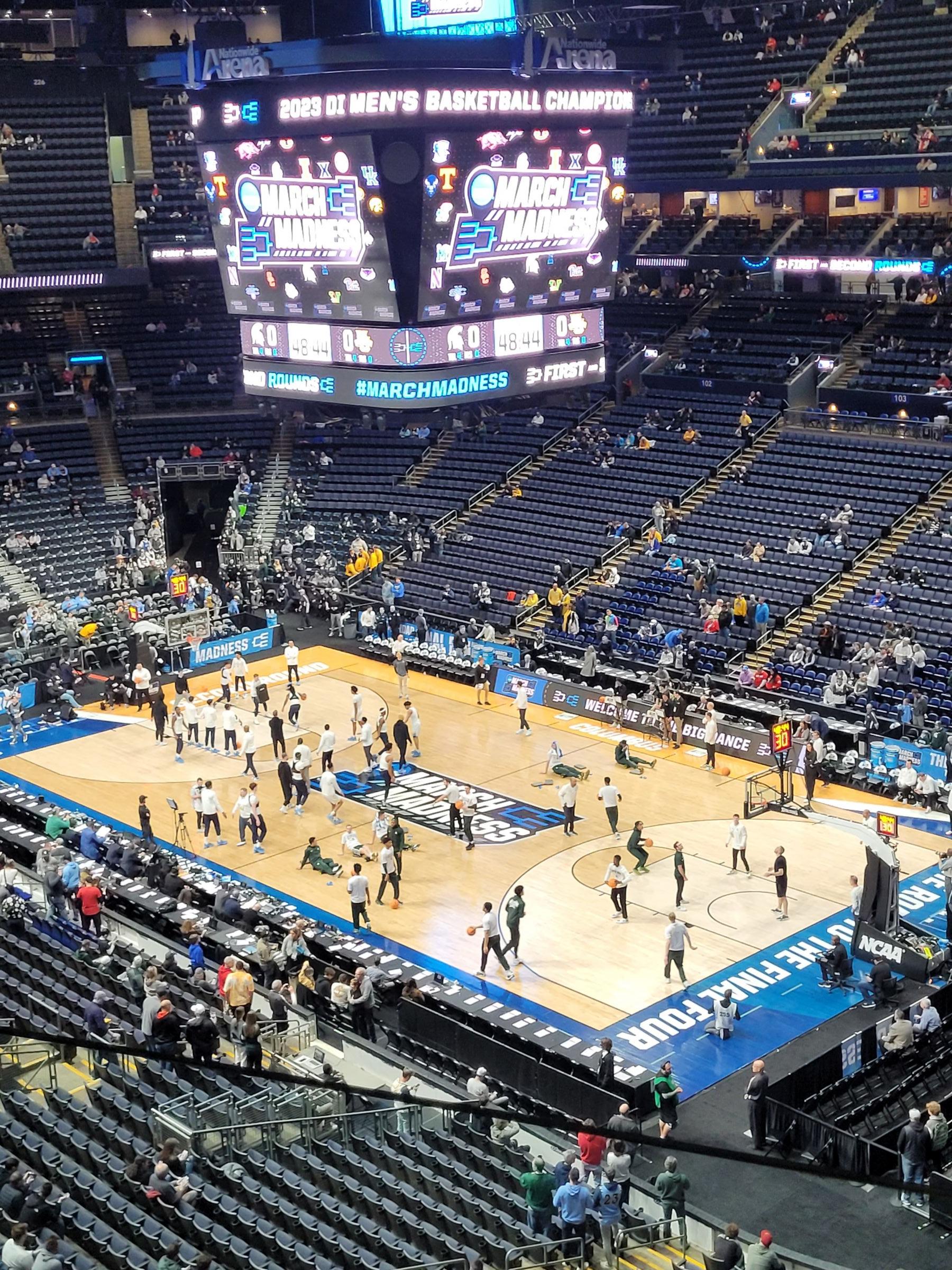 section 214, row e seat view  for basketball - nationwide arena