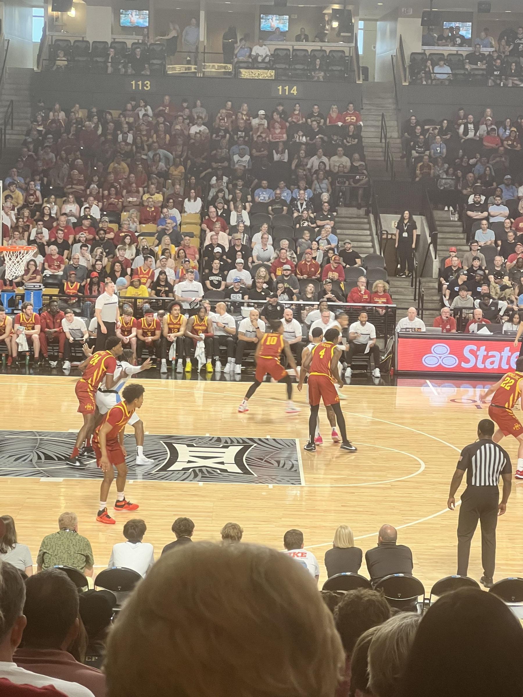 section 107, row s seat view  for basketball - addition financial arena