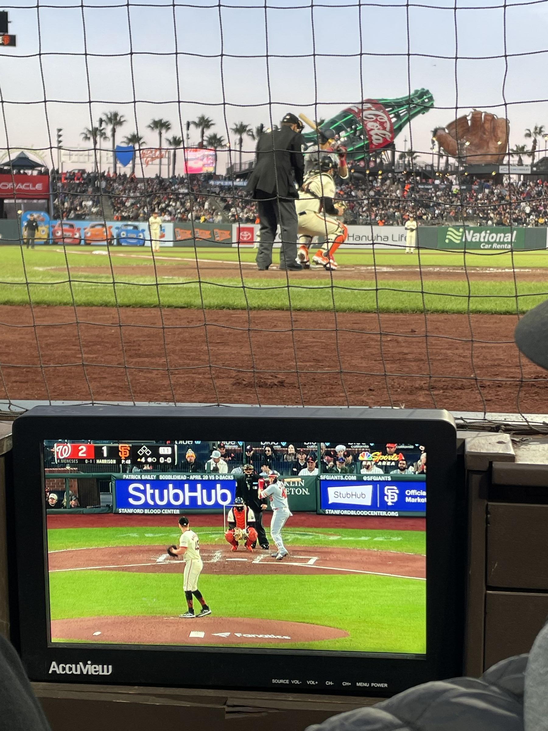 dugout club, row bbb seat view for baseball - oracle park
