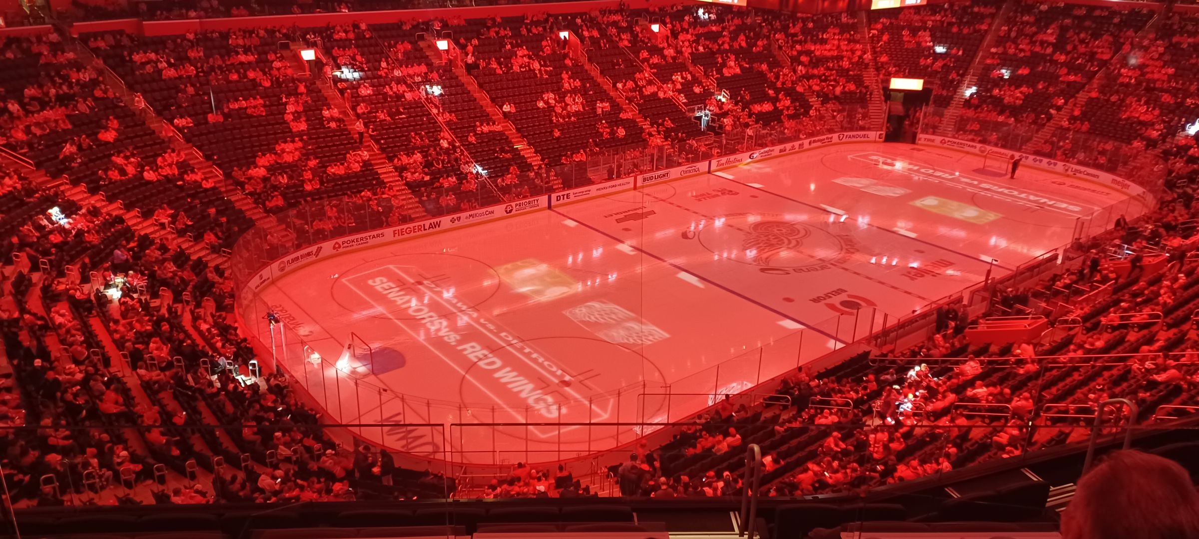 mezzanine 33, row 3 seat view  for hockey - little caesars arena