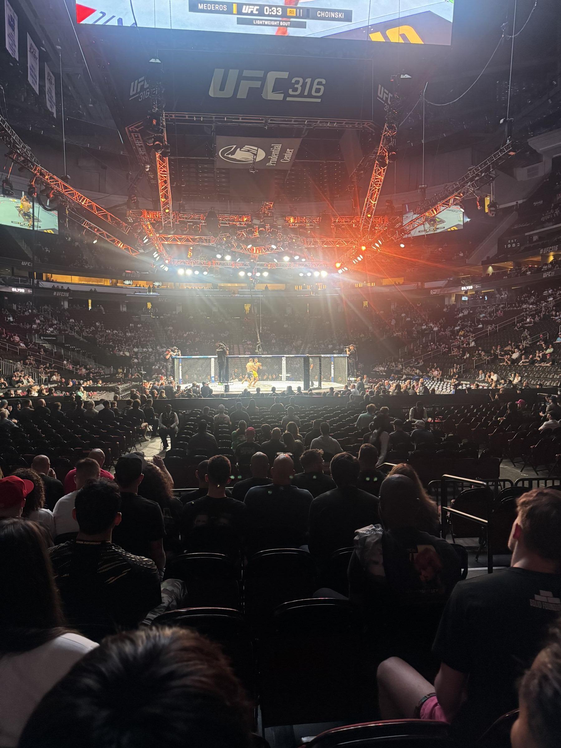 section 2, row h seat view  for fighting - prudential center