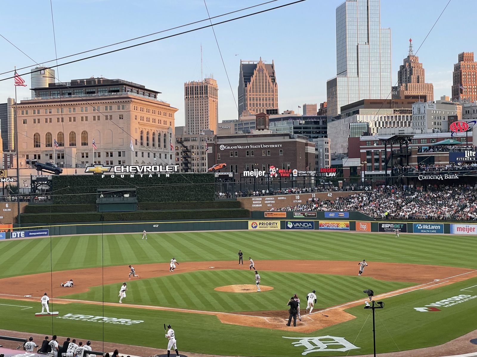tiger den 129, row g seat view  for baseball - comerica park