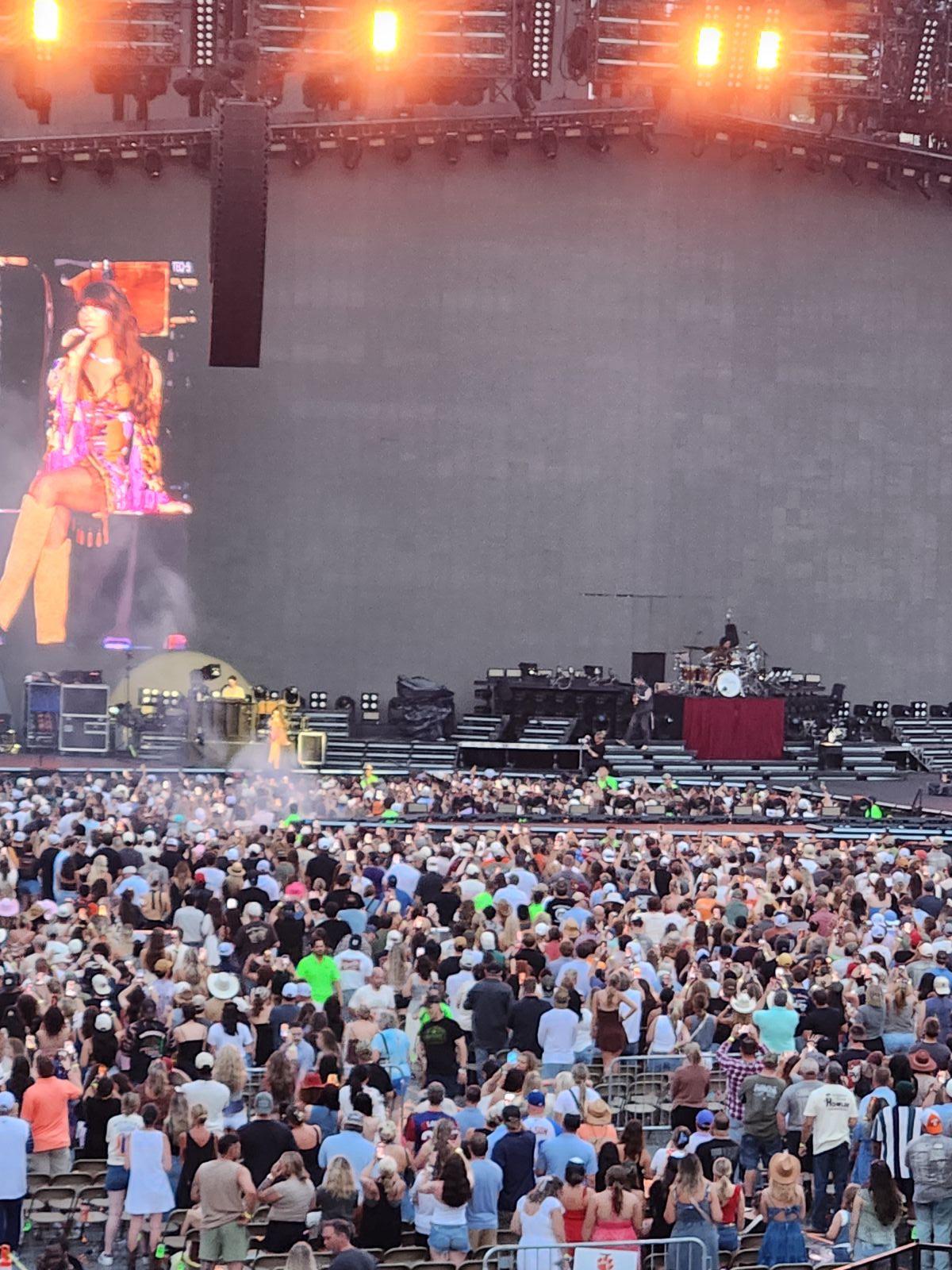 section t, row w seat view  for concert - clemson memorial stadium