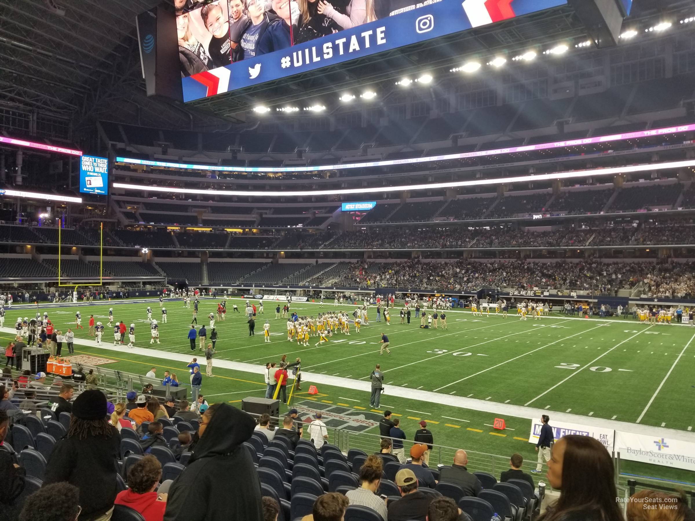section c107, row 12 seat view  for football - at&t stadium (cowboys stadium)