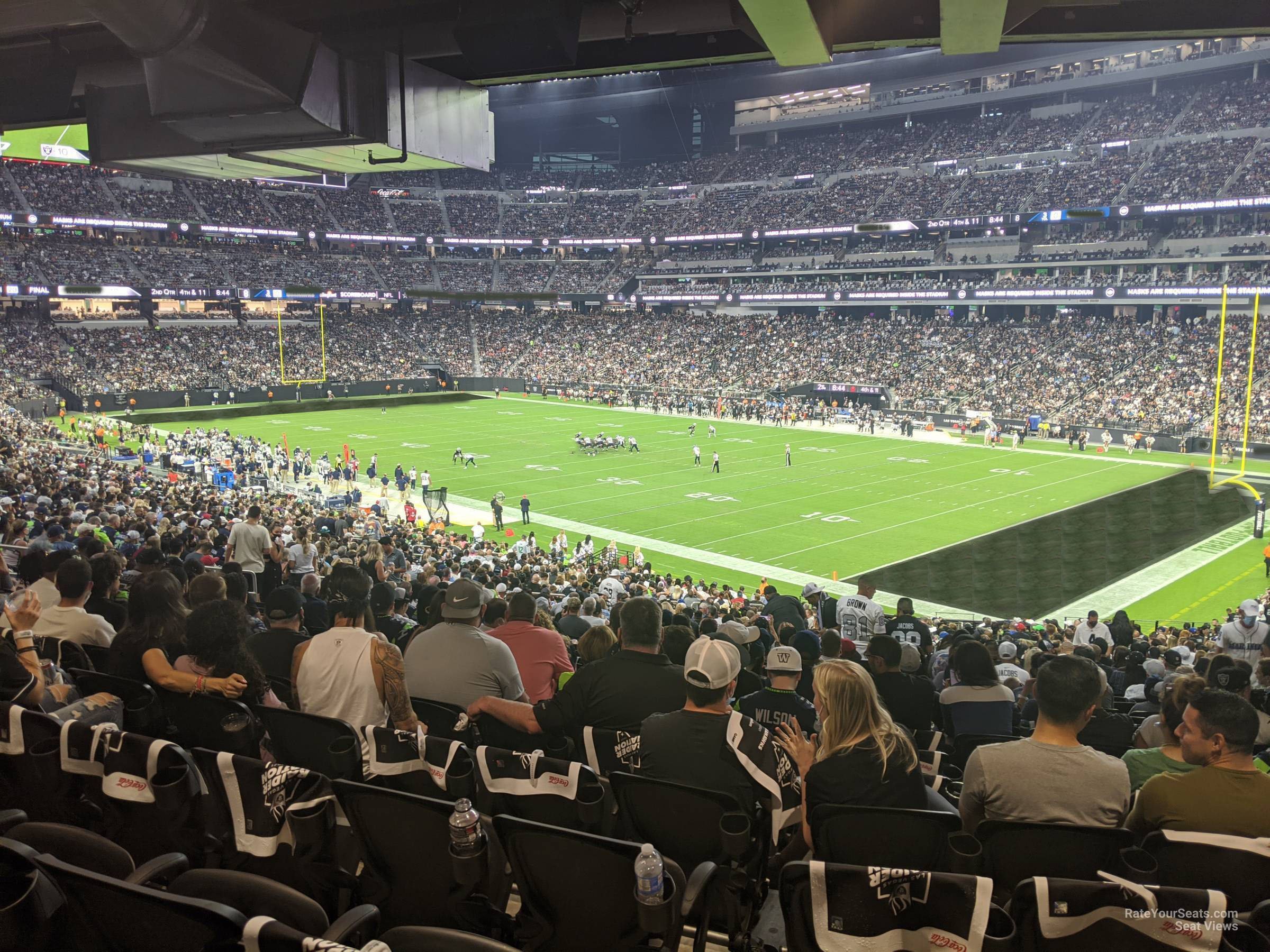 section 106 seat view  for football - allegiant stadium