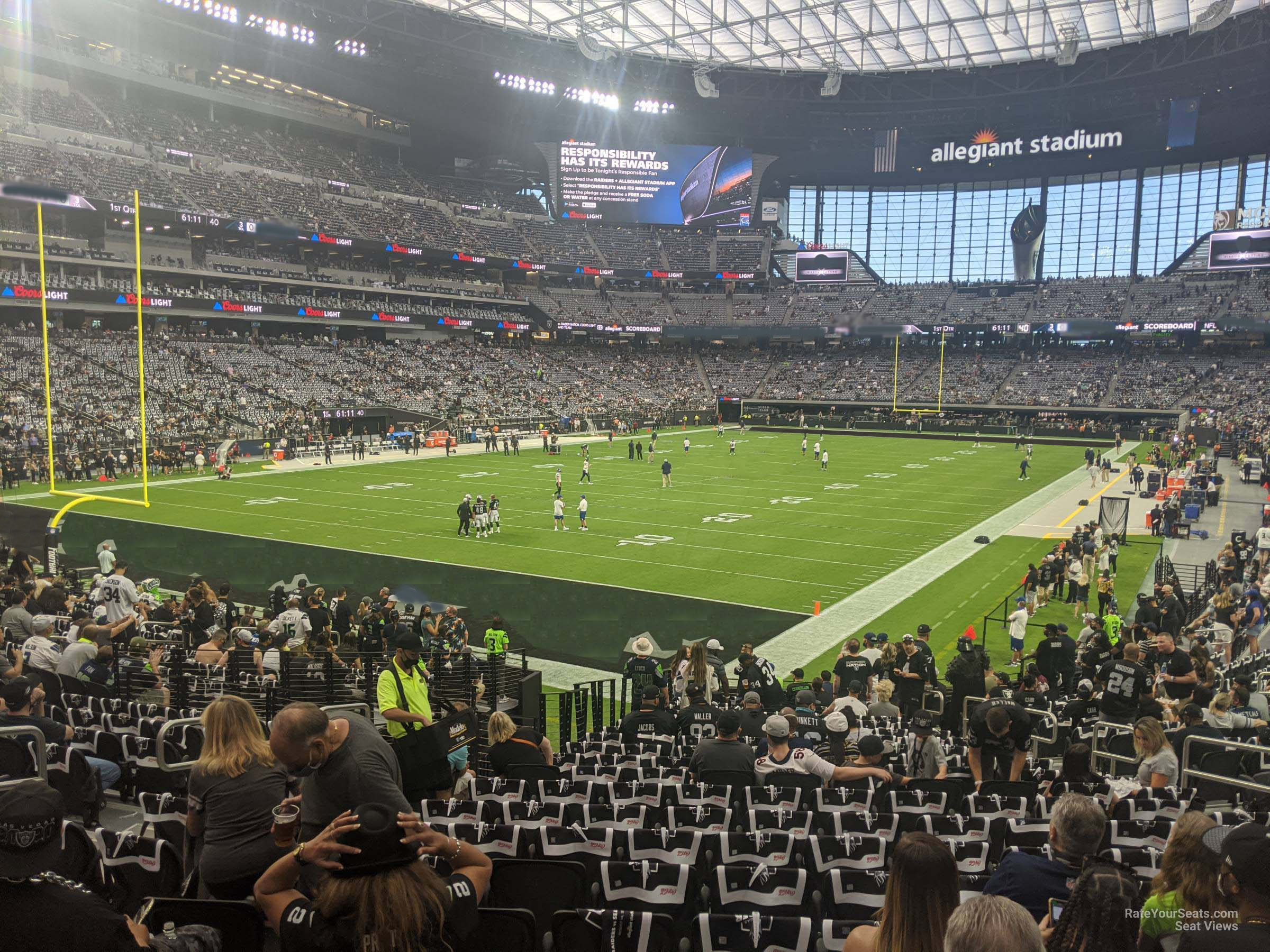 section 120, row 20 seat view  for football - allegiant stadium
