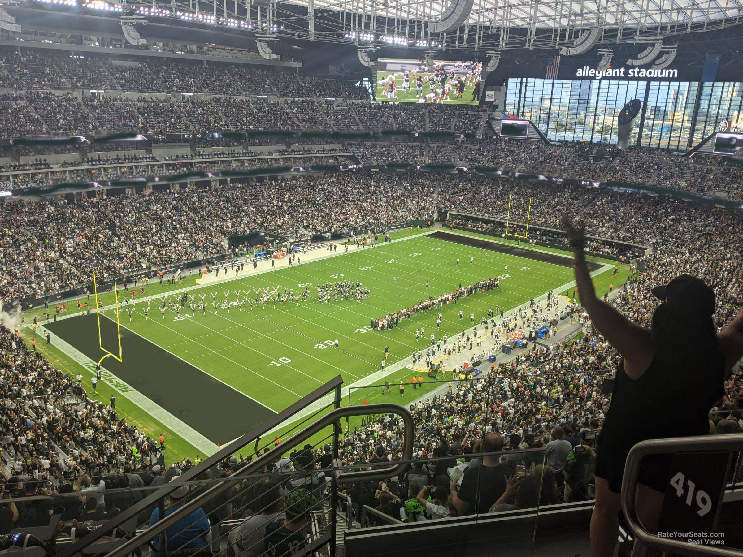 section 419, row 3 seat view  for football - allegiant stadium