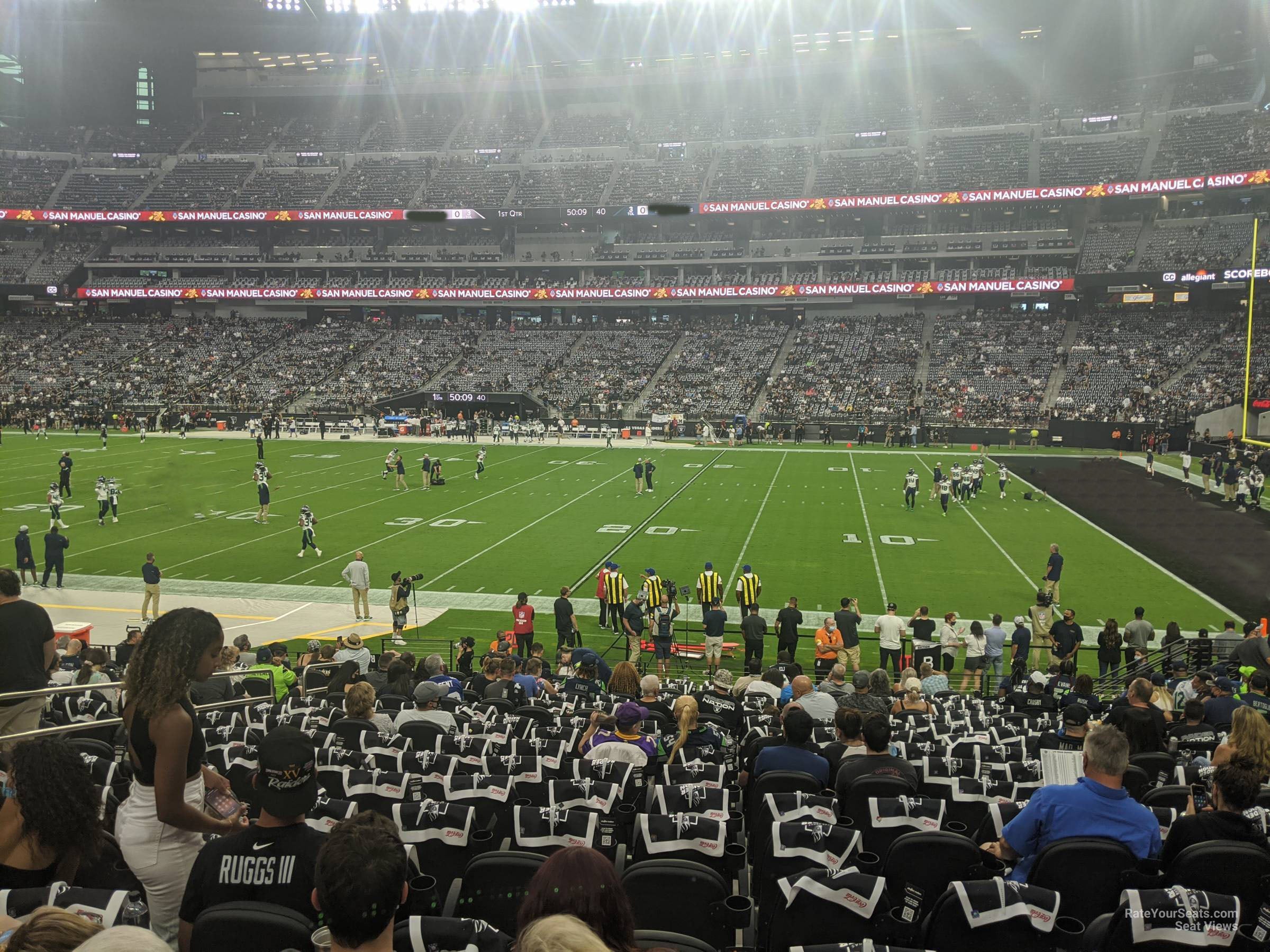 club 109, row 20 seat view  for football - allegiant stadium
