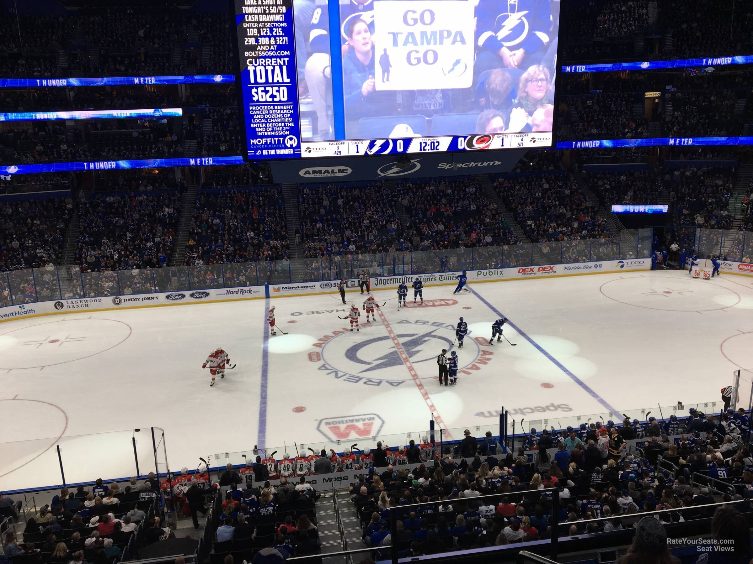 section 202, row d seat view  for hockey - amalie arena