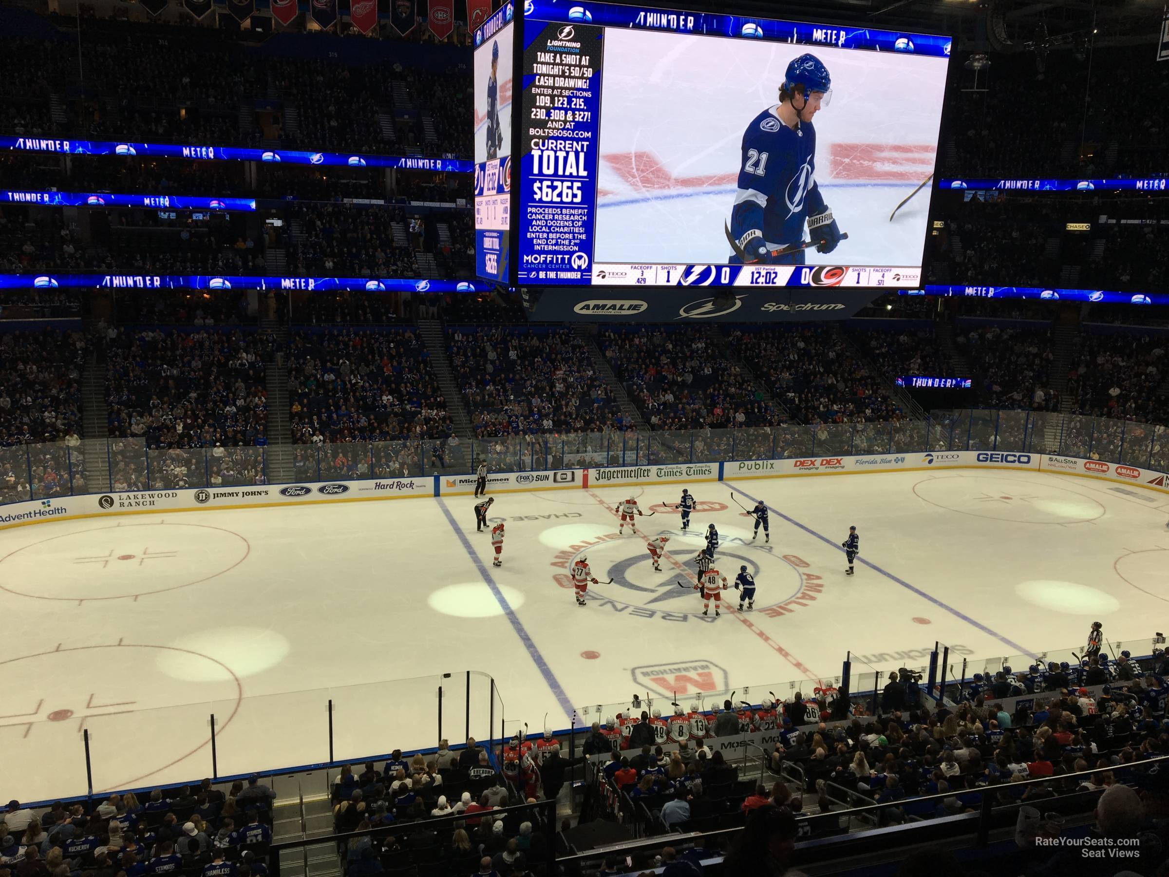 section 203, row d seat view  for hockey - amalie arena