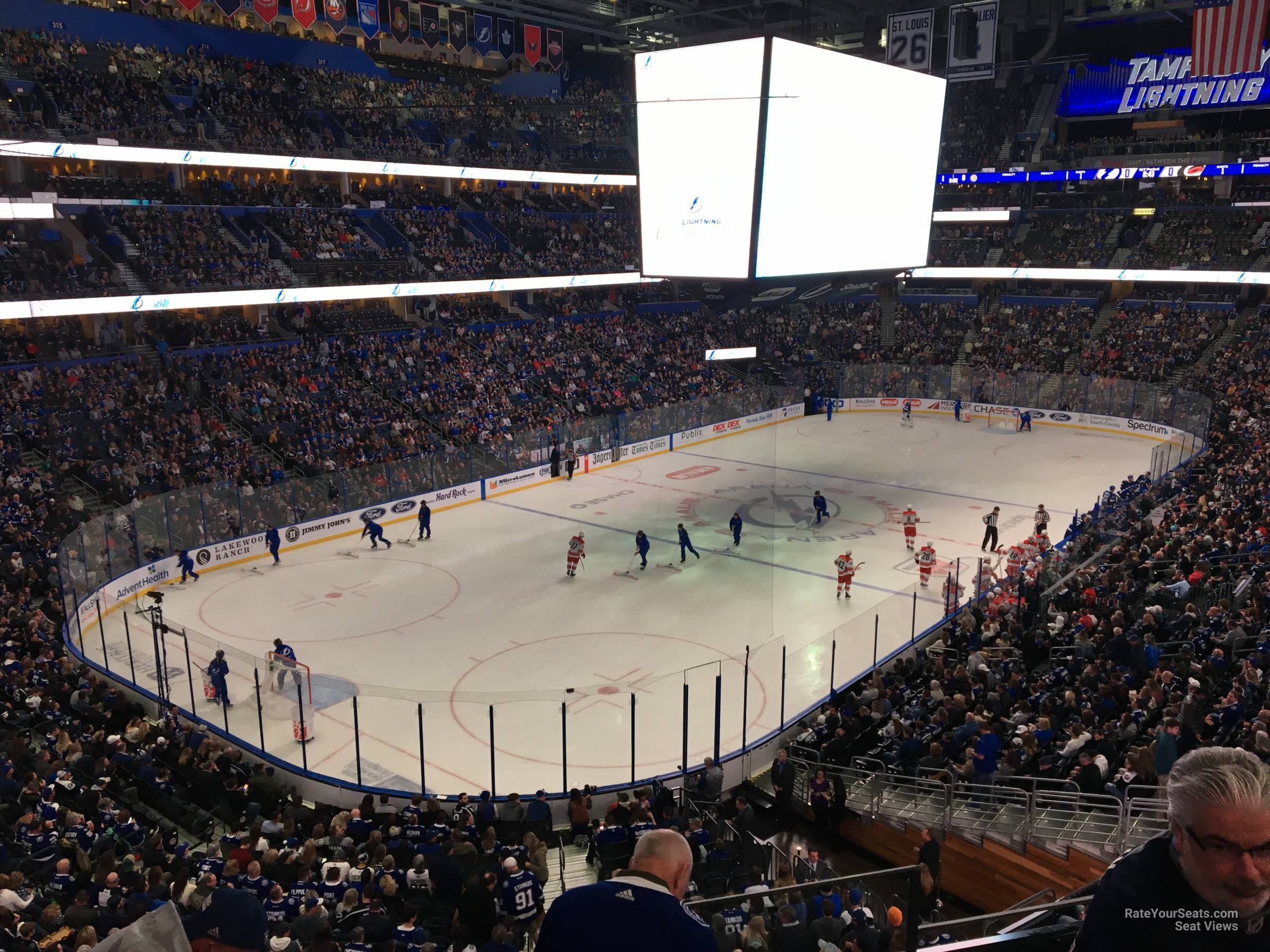 section 206, row d seat view  for hockey - amalie arena