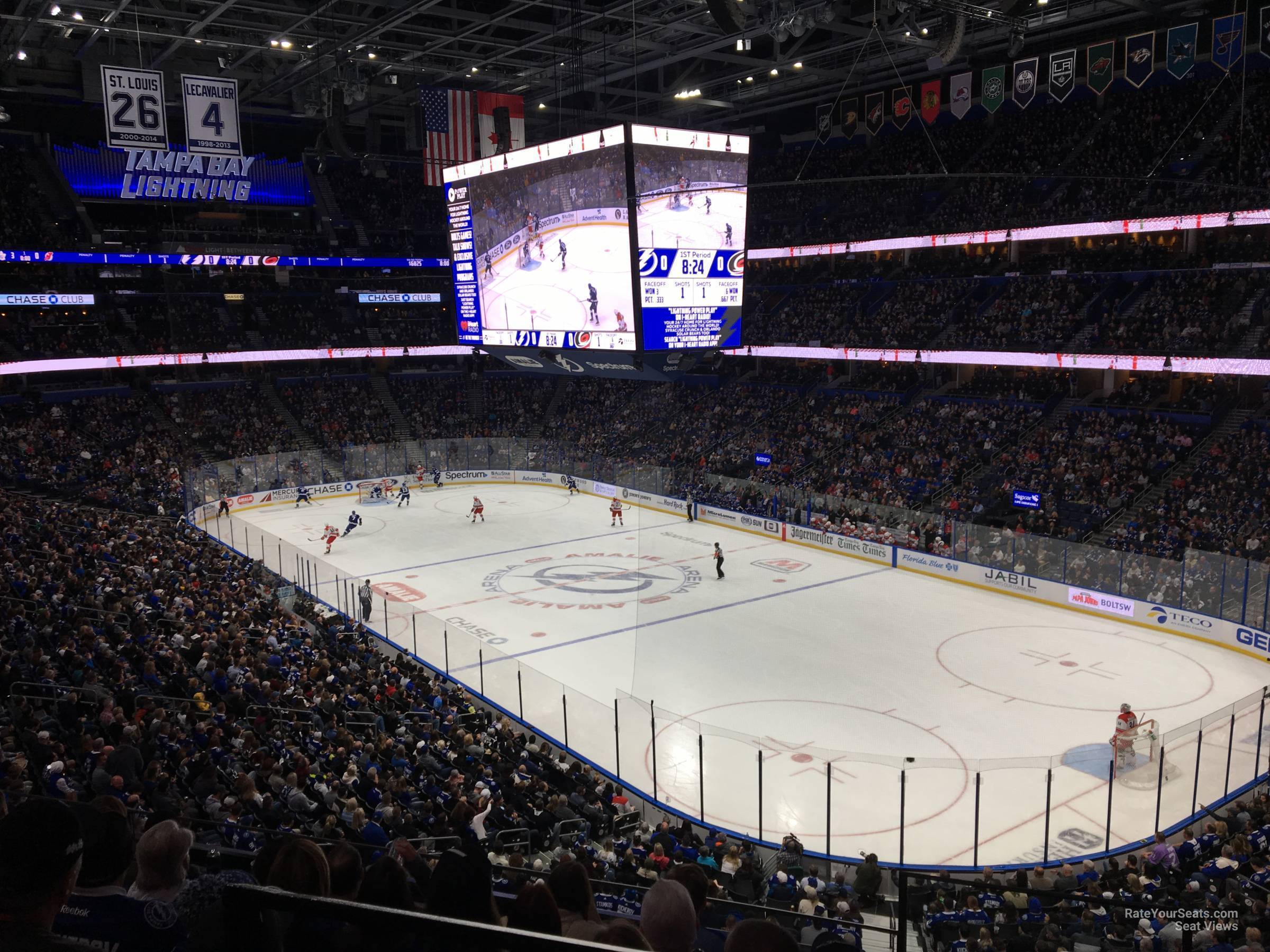 section 212, row d seat view  for hockey - amalie arena