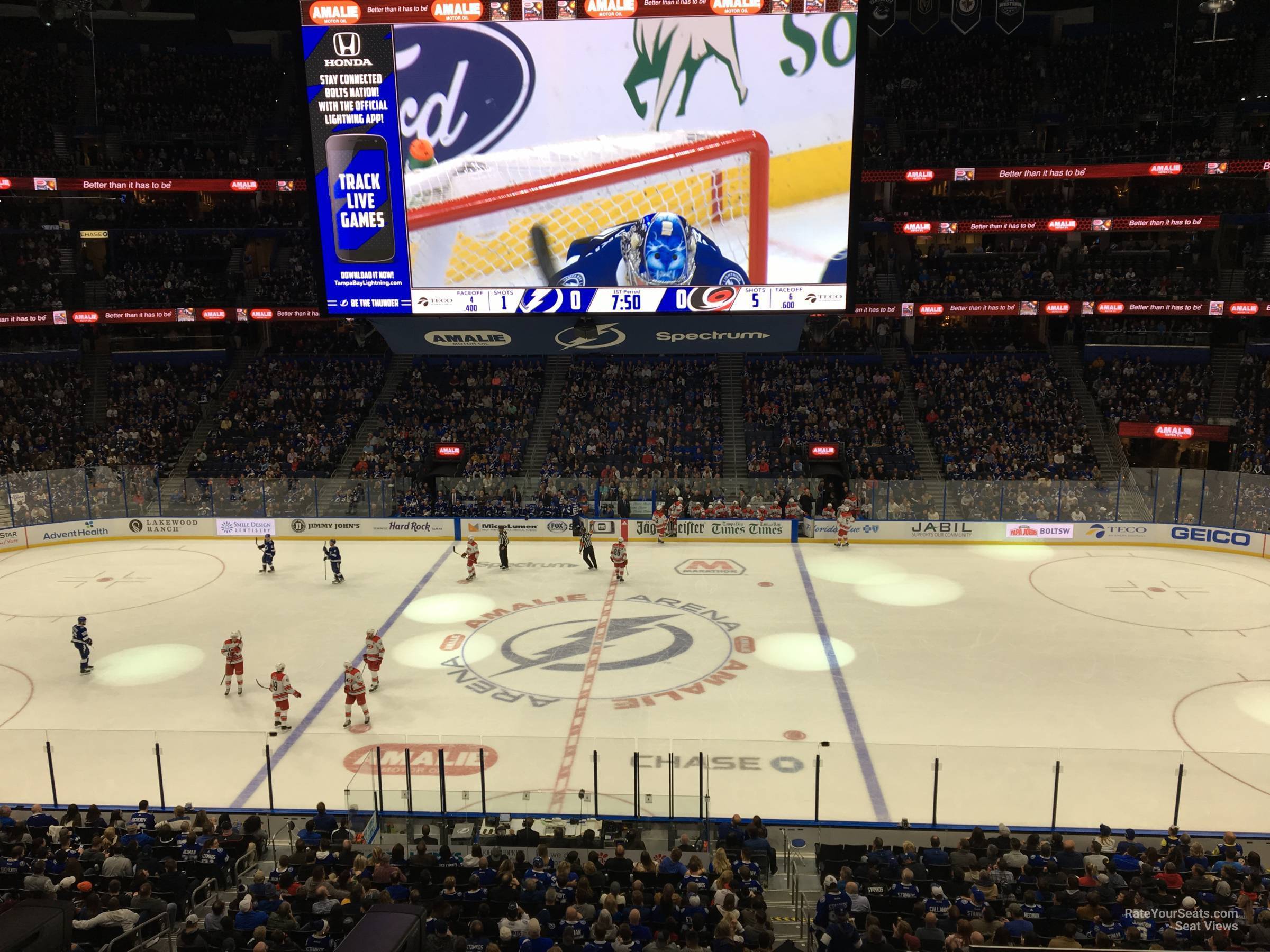 section 216, row d seat view  for hockey - amalie arena