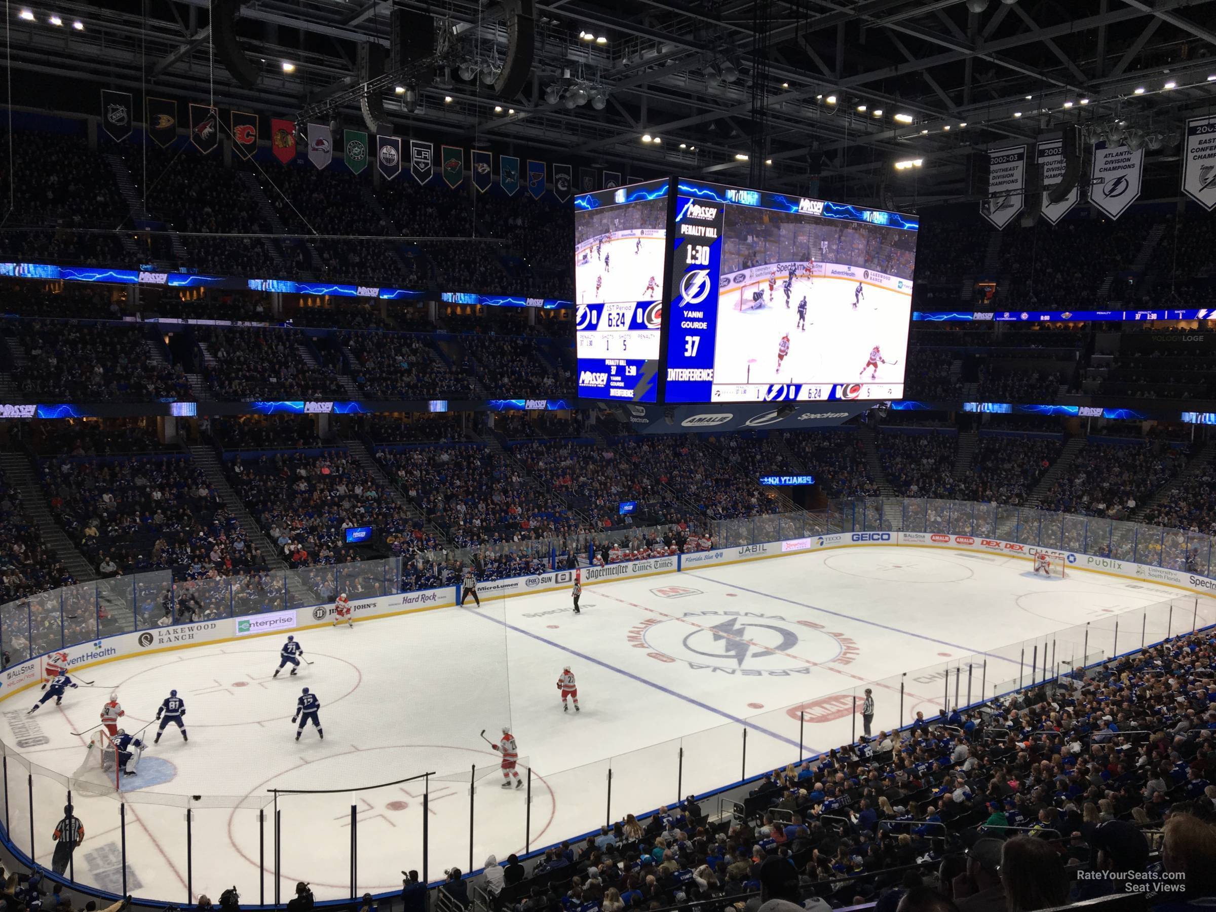 section 219, row d seat view  for hockey - amalie arena