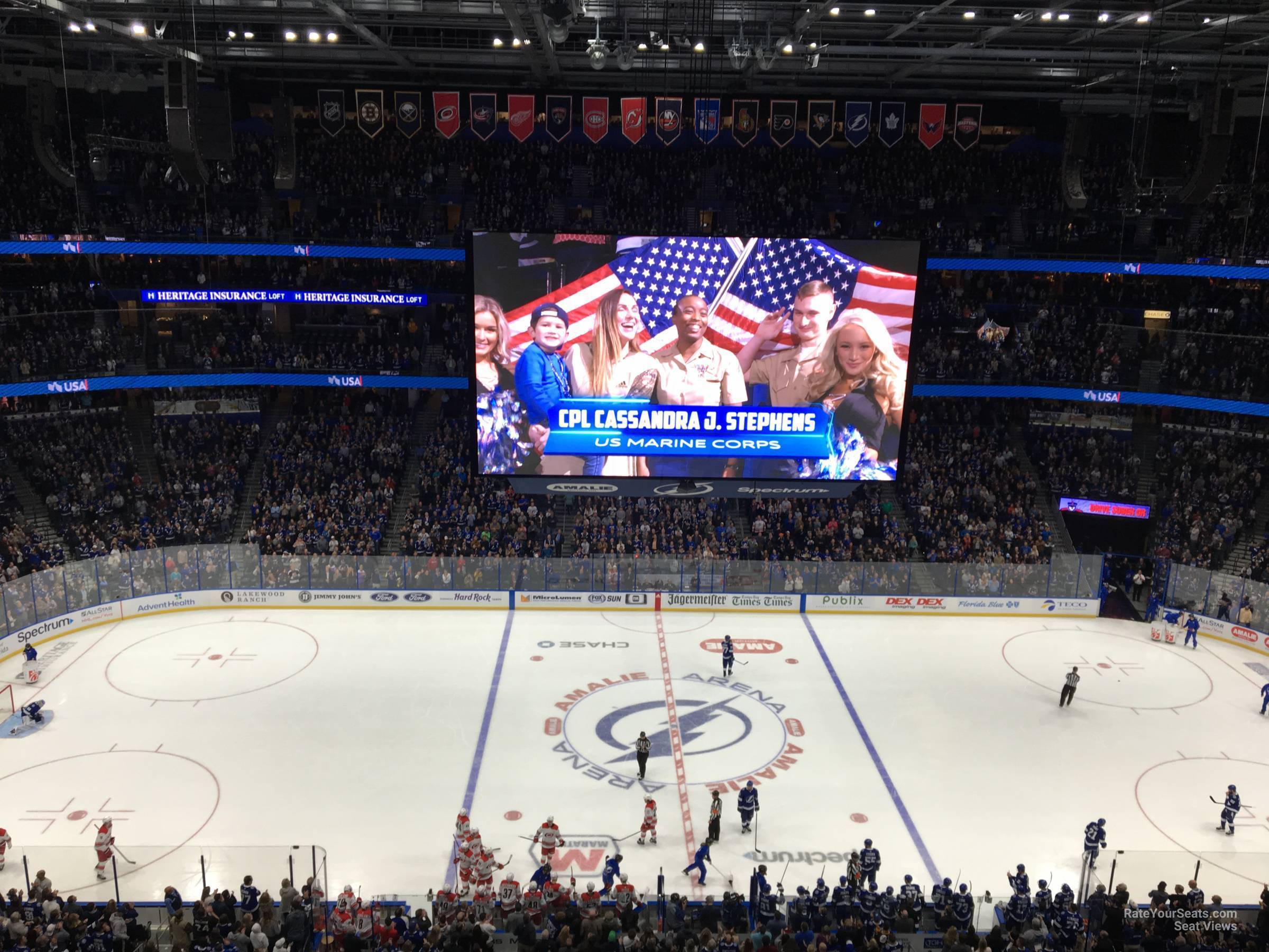 section 301, row c seat view  for hockey - amalie arena