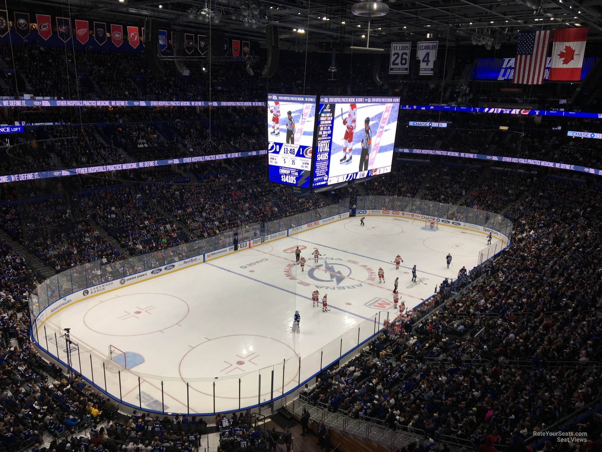 section 305, row c seat view  for hockey - amalie arena