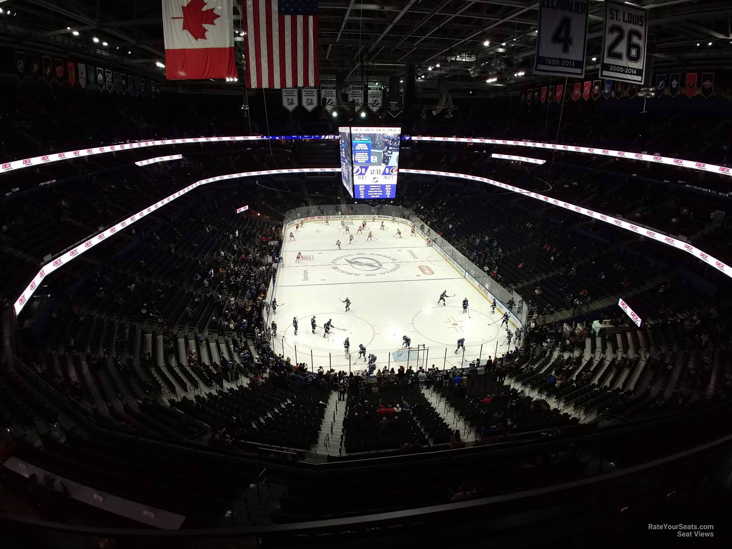 Amalie Arena's fixed stadium seating manufactured by Irwin Seating Company