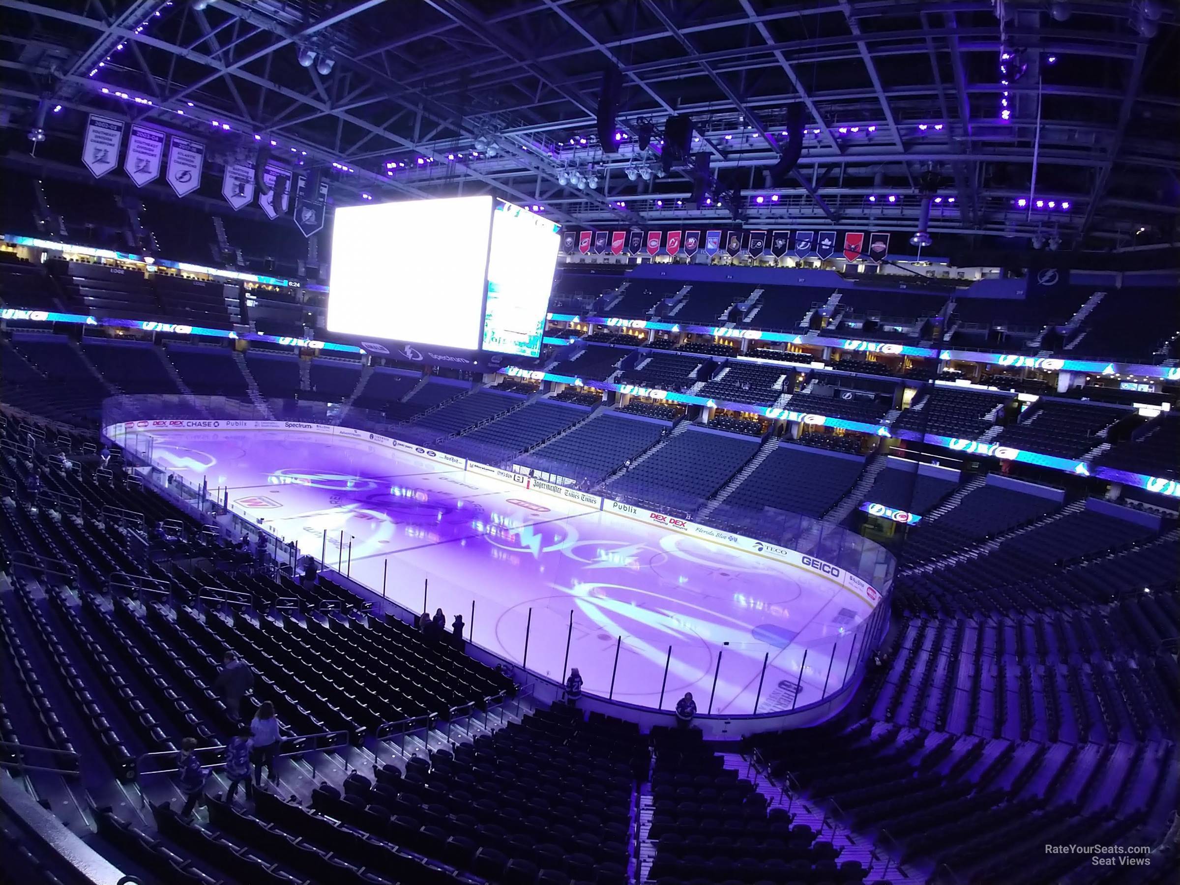 club 8, row a seat view  for hockey - amalie arena