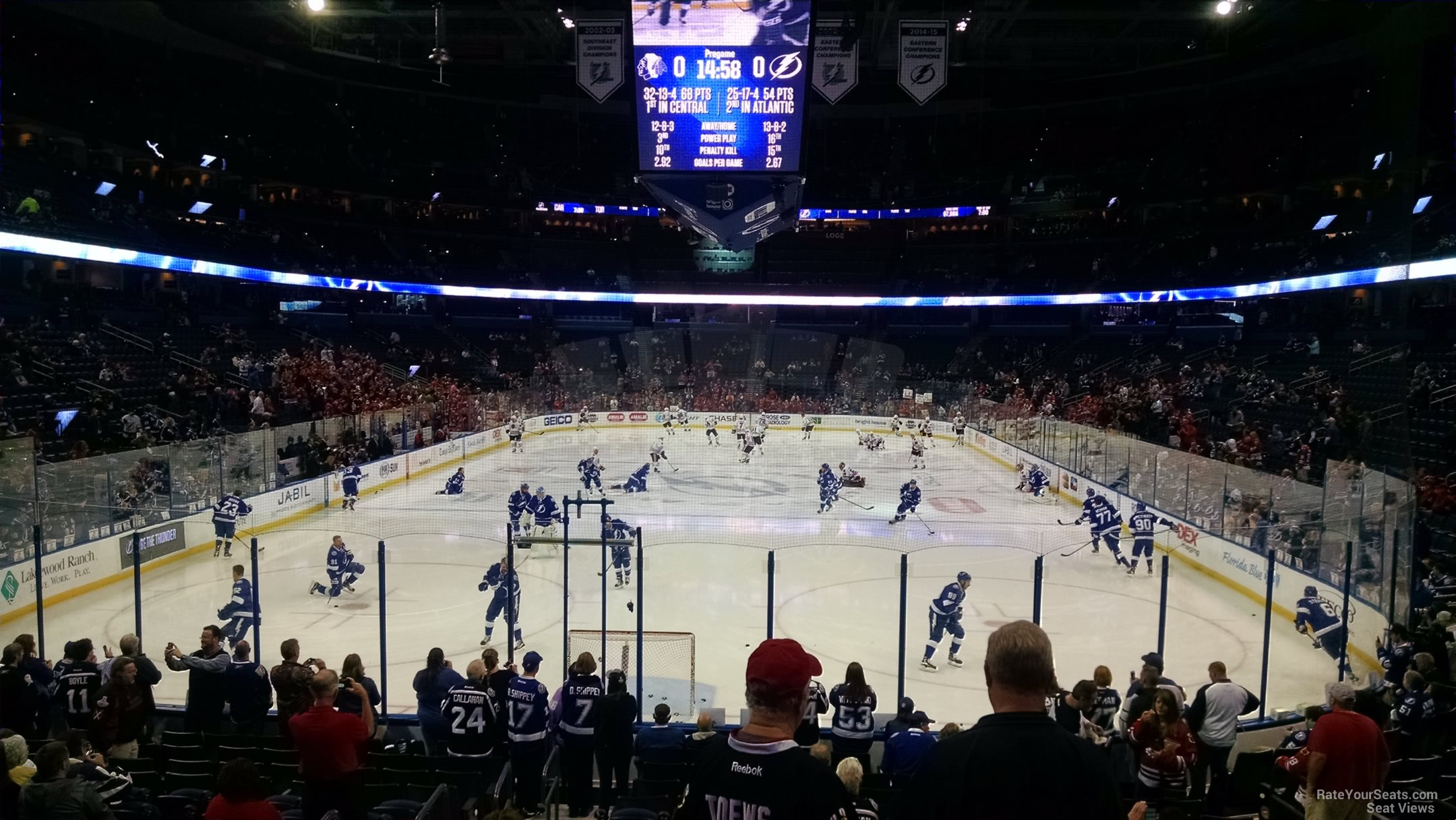section 108, row p seat view  for hockey - amalie arena
