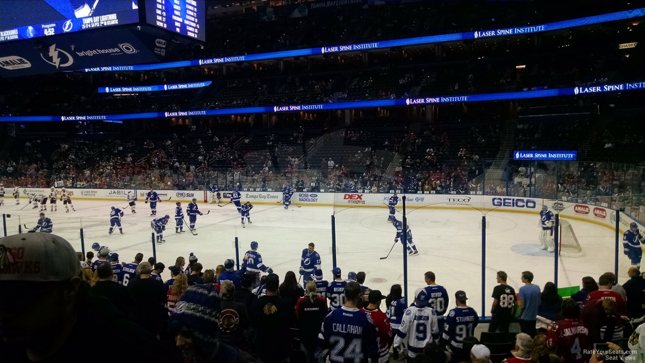 section 112, row p seat view  for hockey - amalie arena