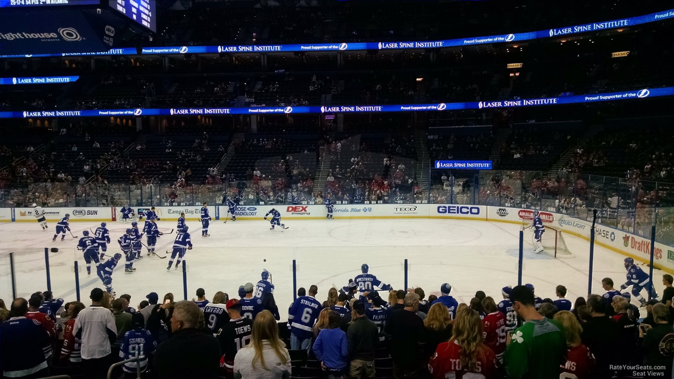 section 114, row p seat view  for hockey - amalie arena