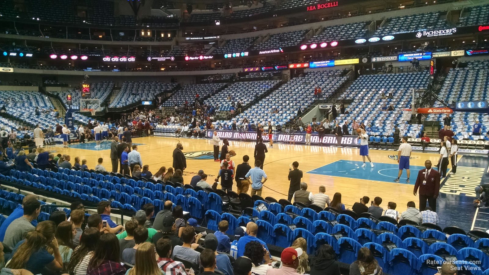 section 105, row g seat view  for basketball - american airlines center