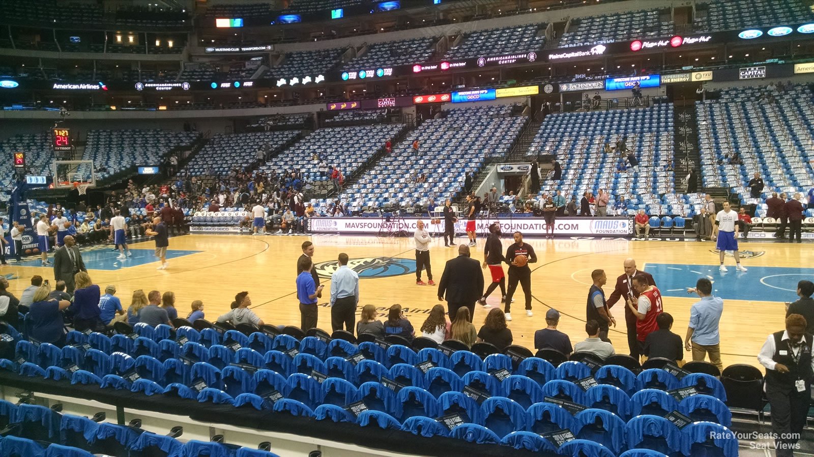 section 106, row f seat view  for basketball - american airlines center