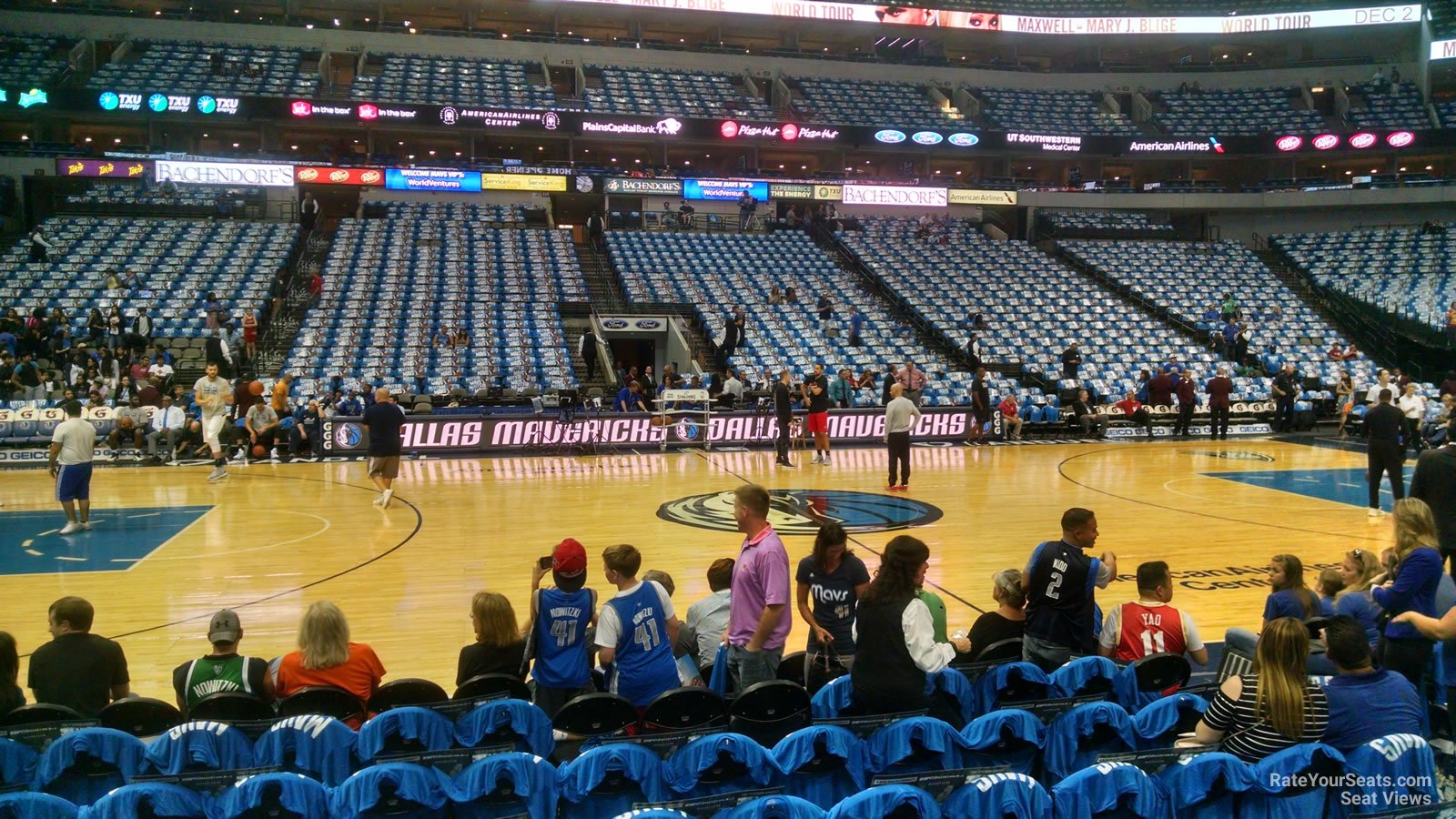 section 107, row d seat view  for basketball - american airlines center