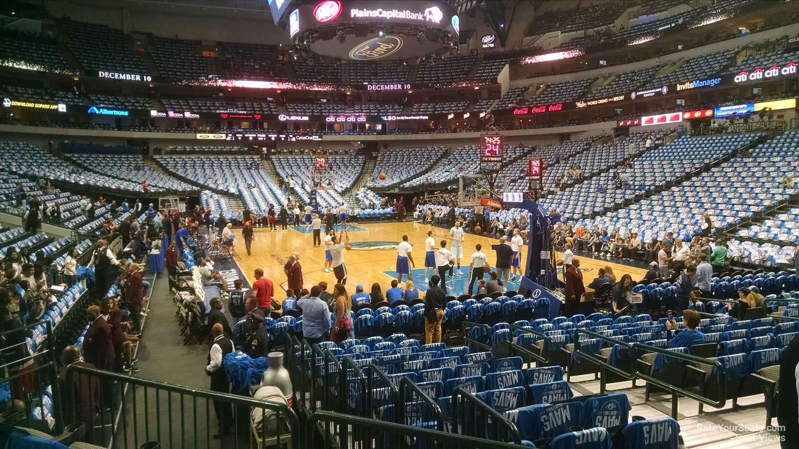 section 114, row d seat view  for basketball - american airlines center