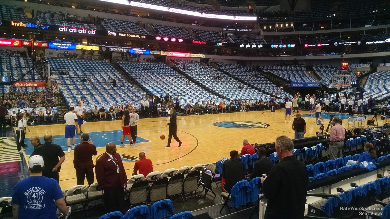 section 120, row e seat view  for basketball - american airlines center