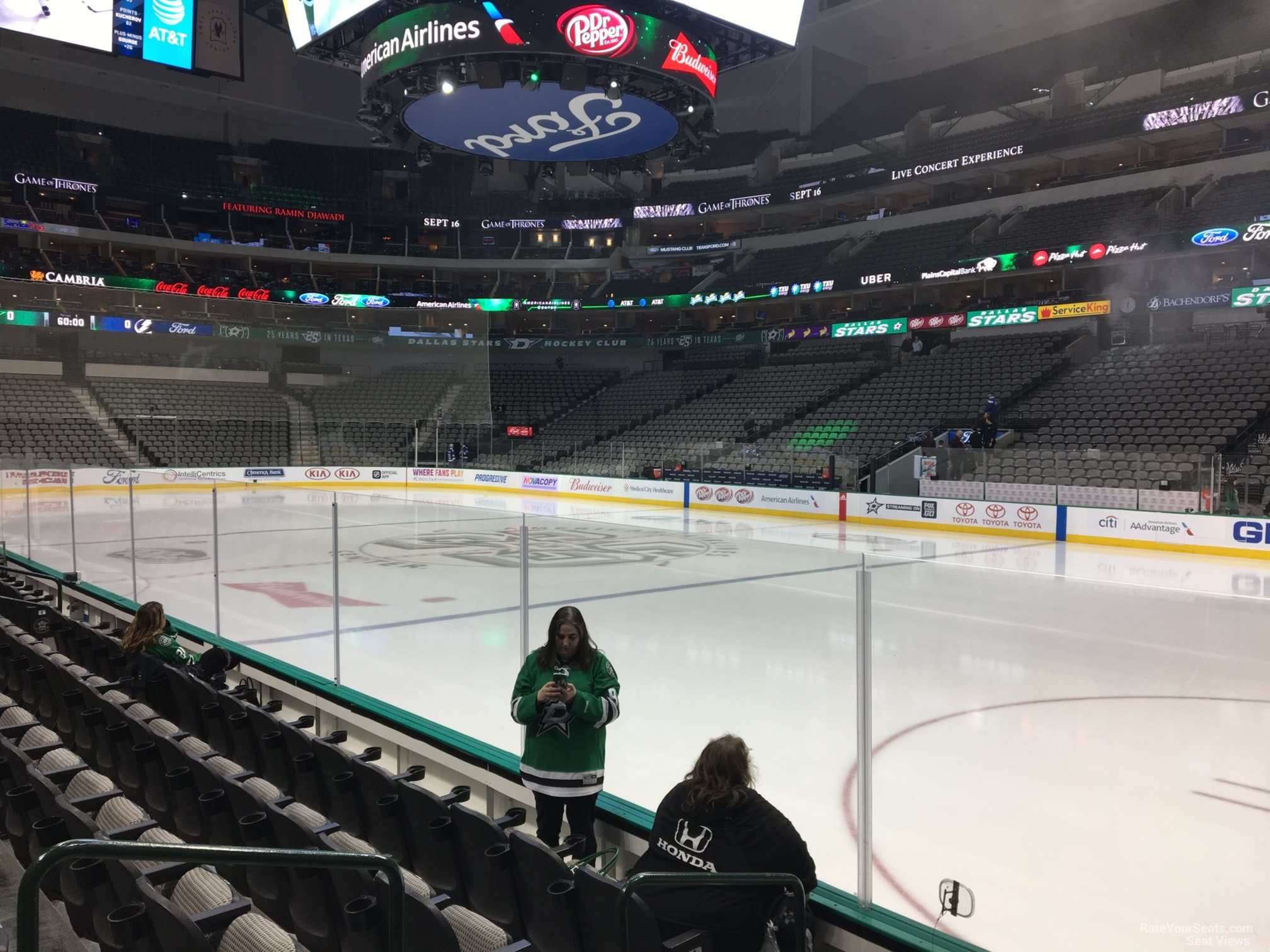 section 104, row e seat view  for hockey - american airlines center