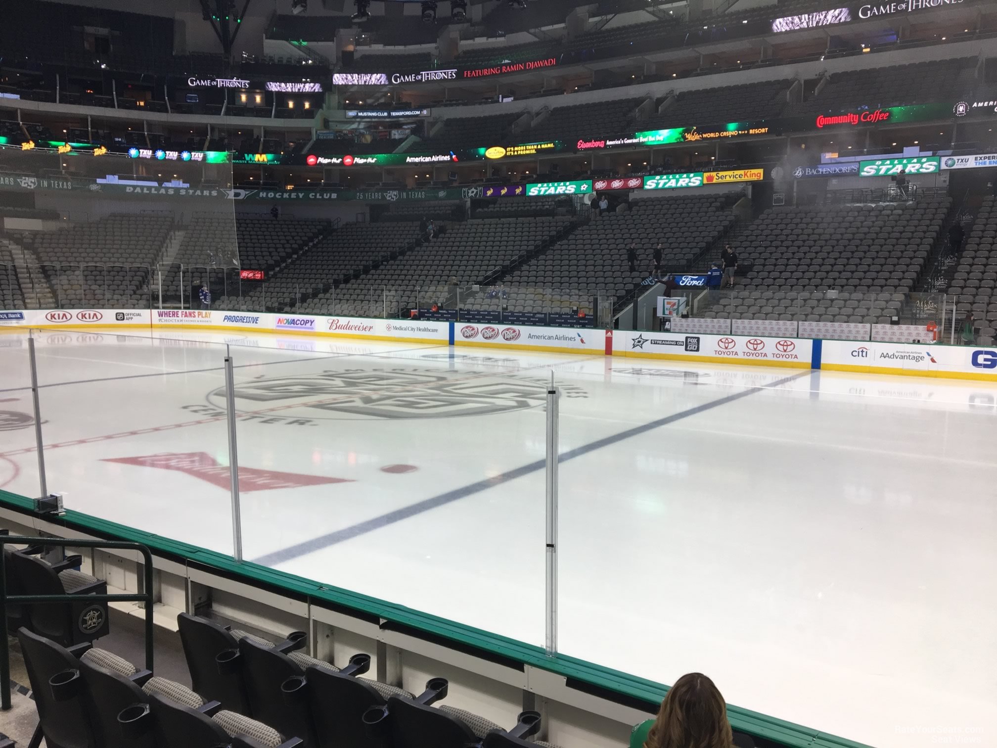 section 105, row e seat view  for hockey - american airlines center