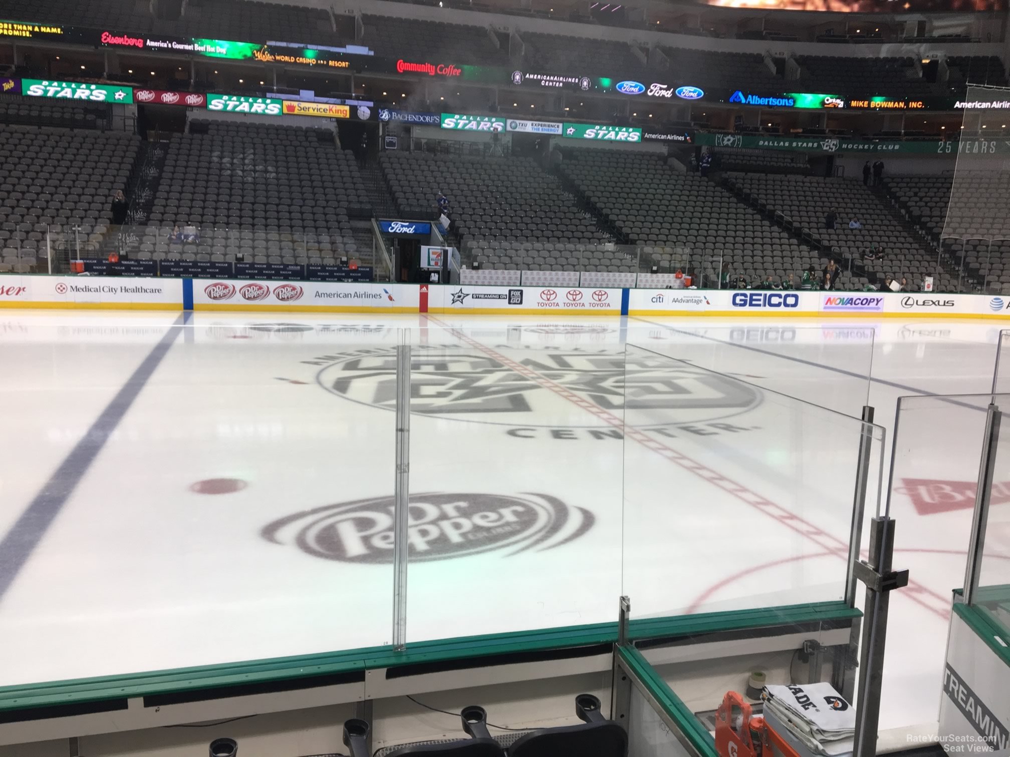 section 107, row e seat view  for hockey - american airlines center