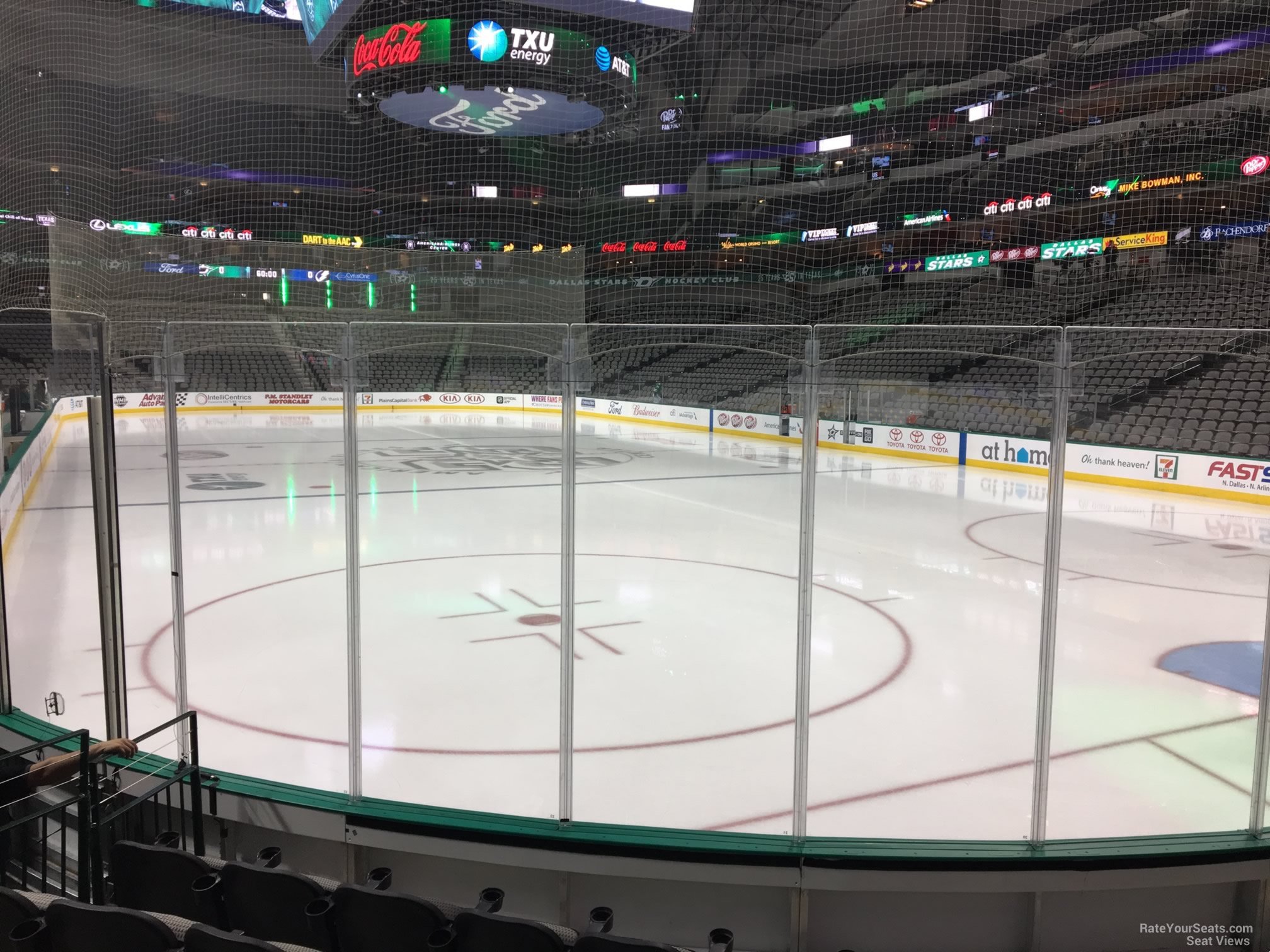 section 114, row f seat view  for hockey - american airlines center
