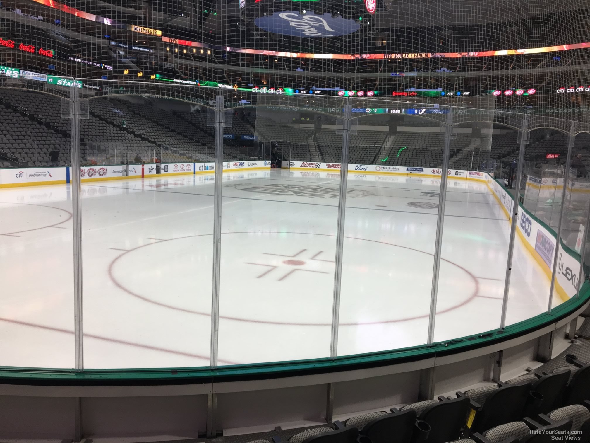 section 123, row e seat view  for hockey - american airlines center