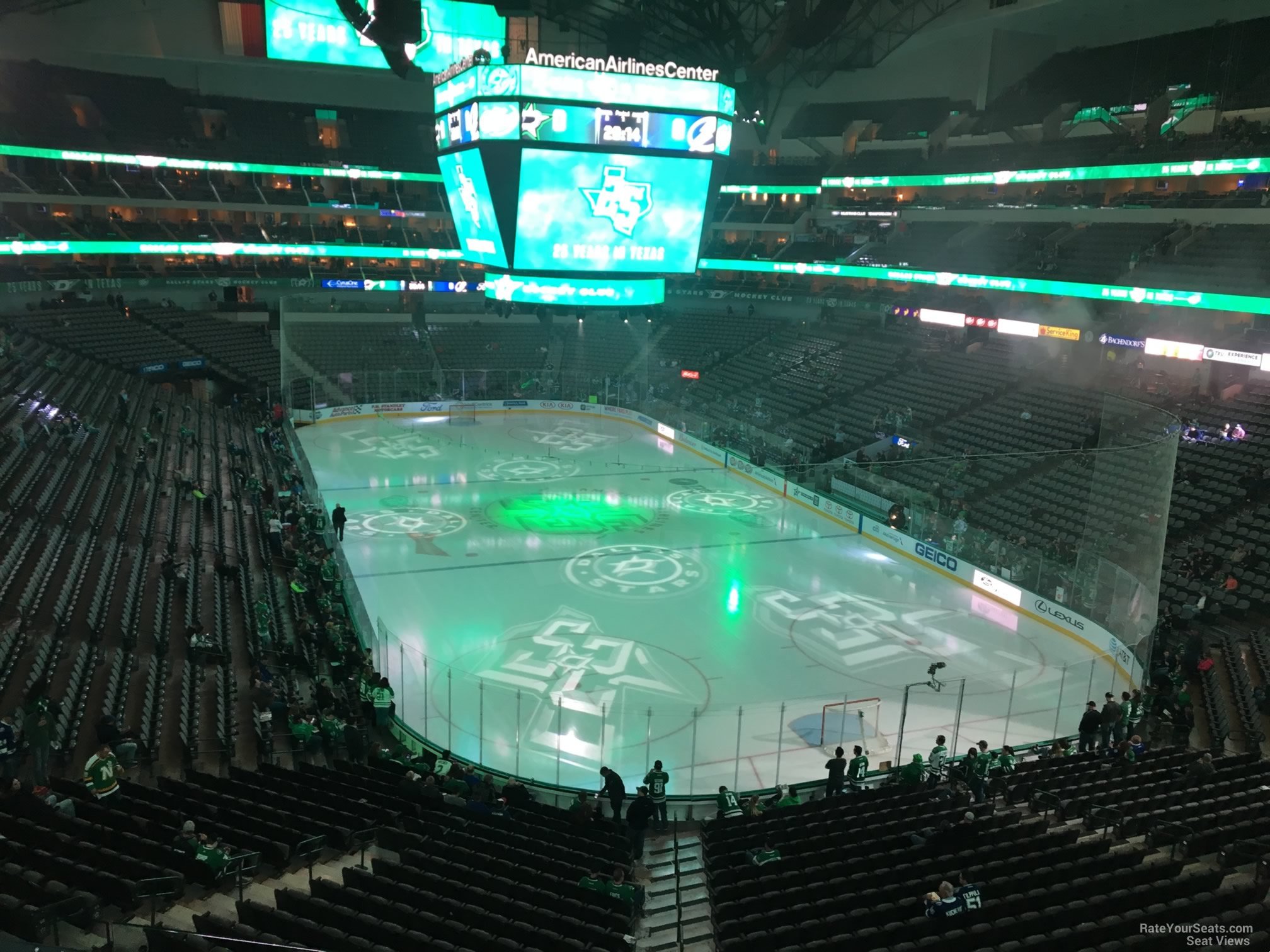 section 203, row d seat view  for hockey - american airlines center