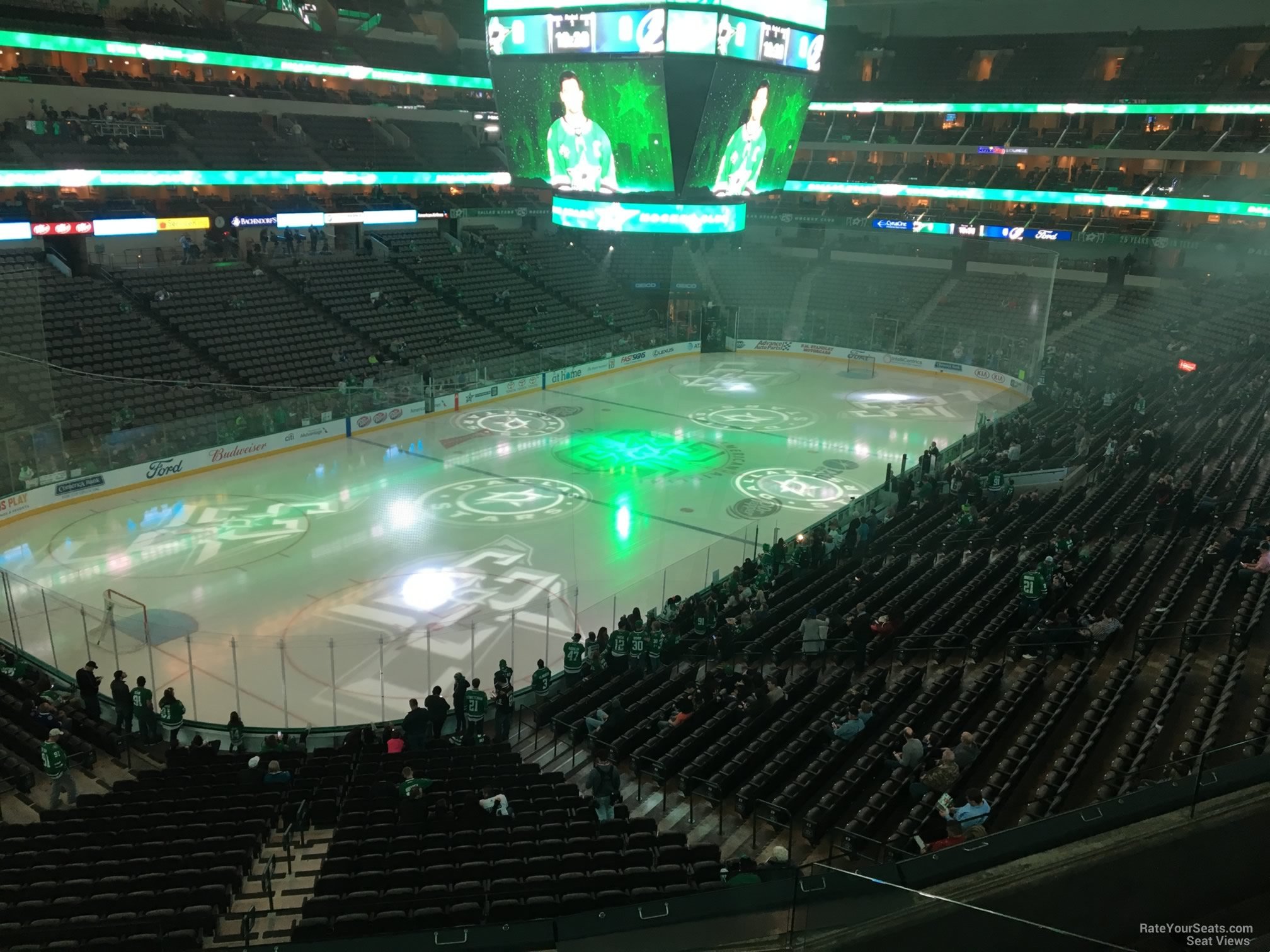 section 222, row d seat view  for hockey - american airlines center
