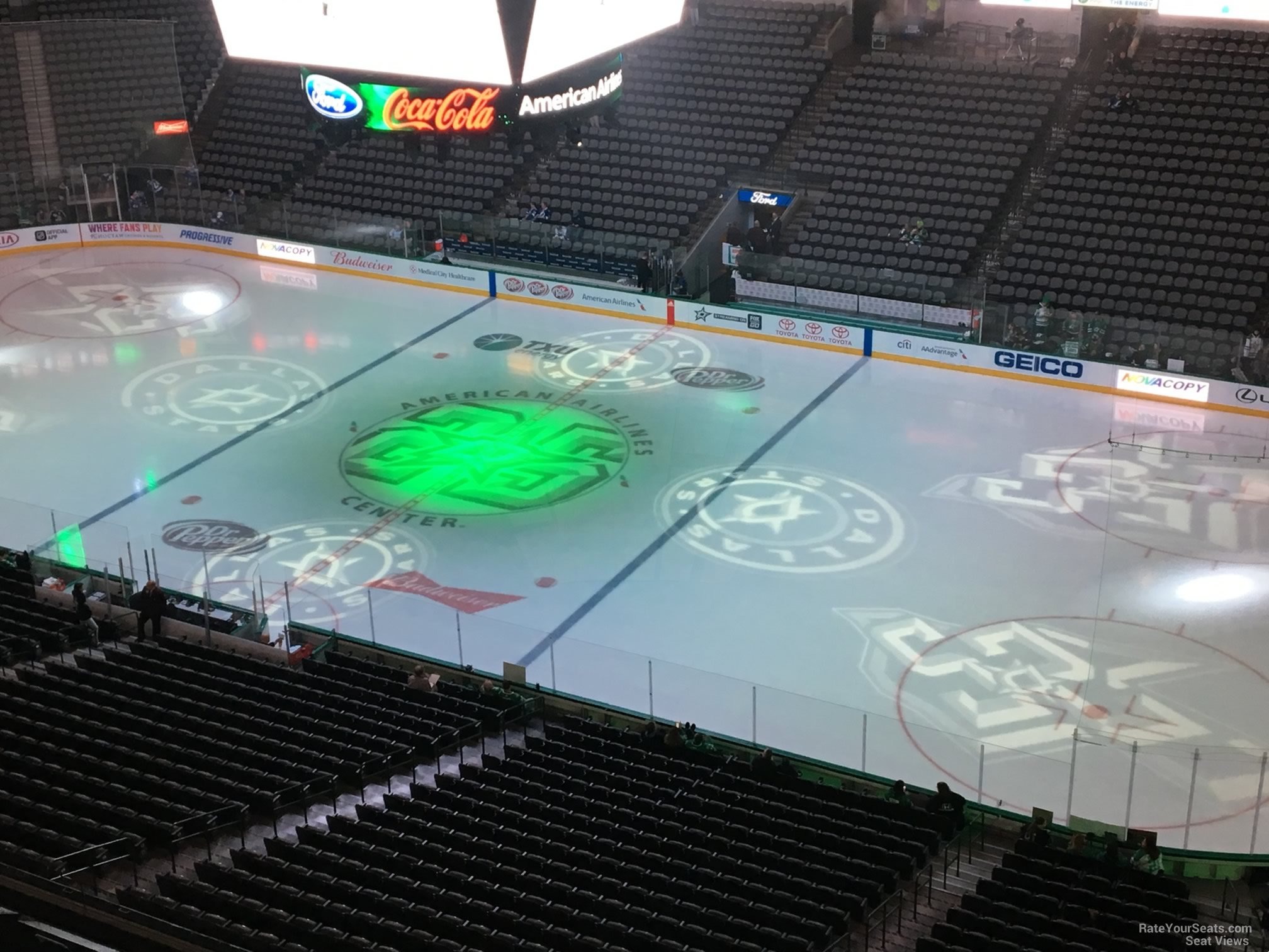 section 307, row d seat view  for hockey - american airlines center