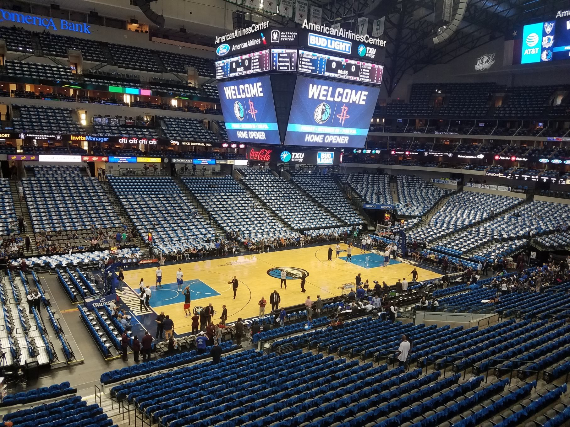 section 220, row a seat view  for basketball - american airlines center